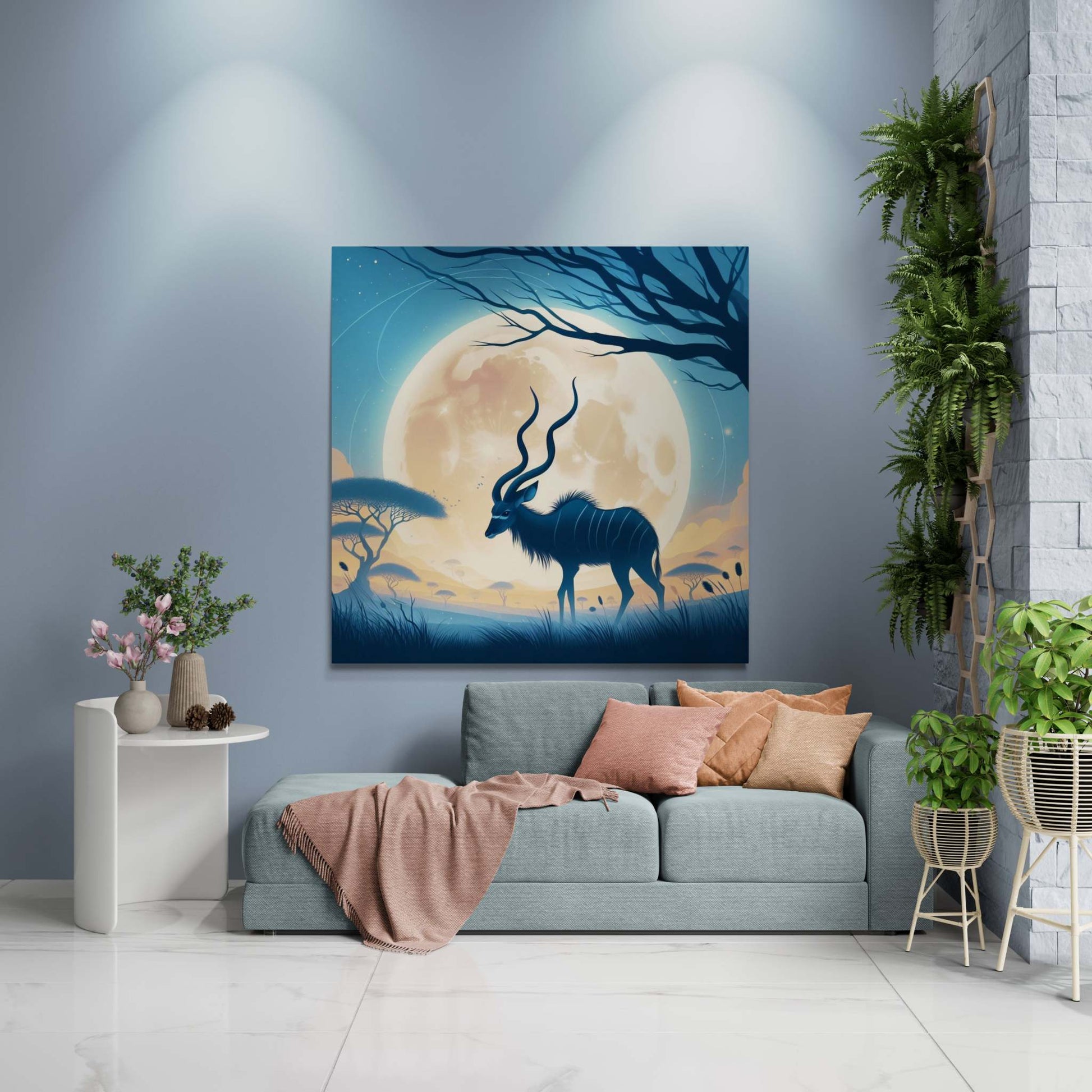 deer canvas, kudu artwork, wildlife canvas