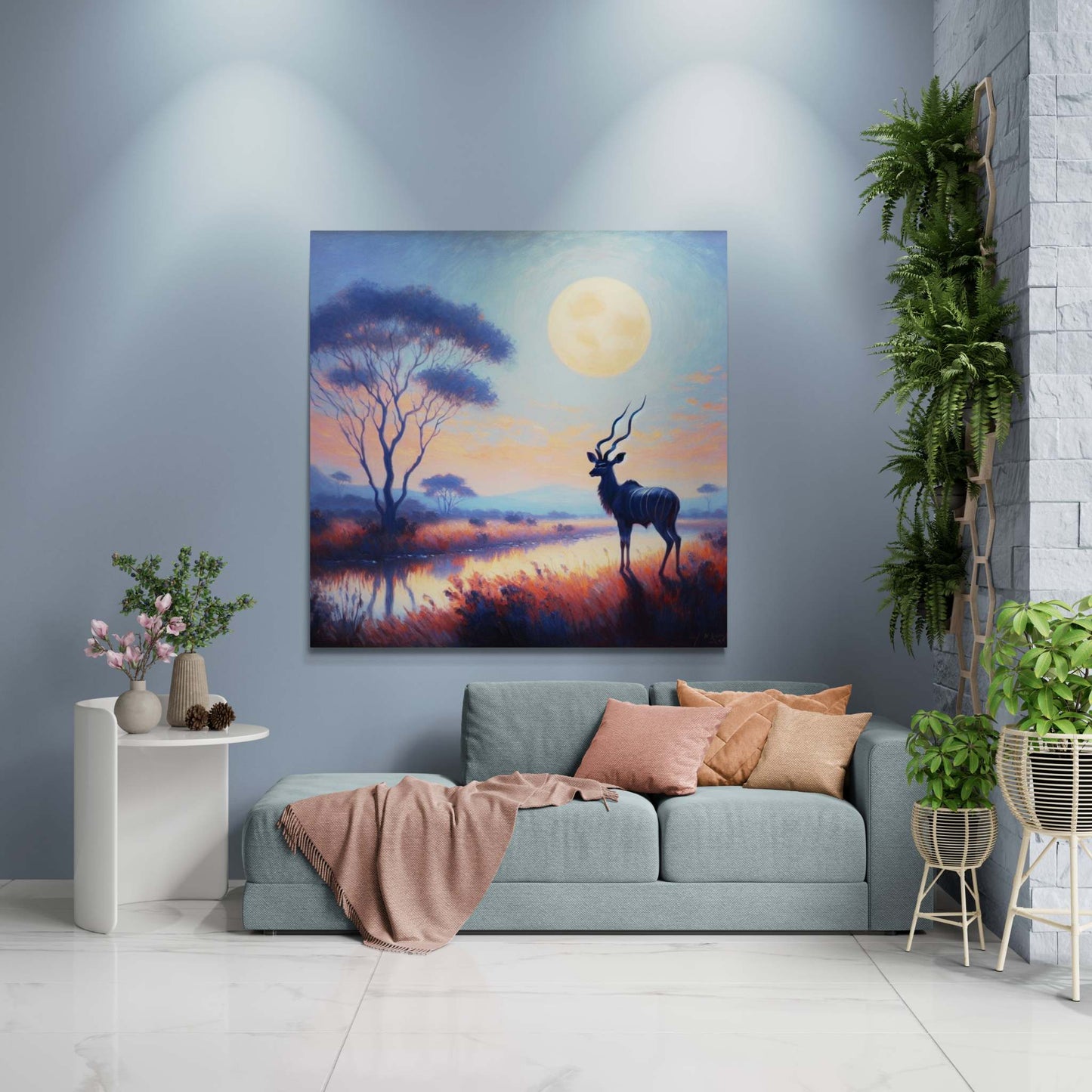 deer canvas, kudu artwork, wildlife canvas