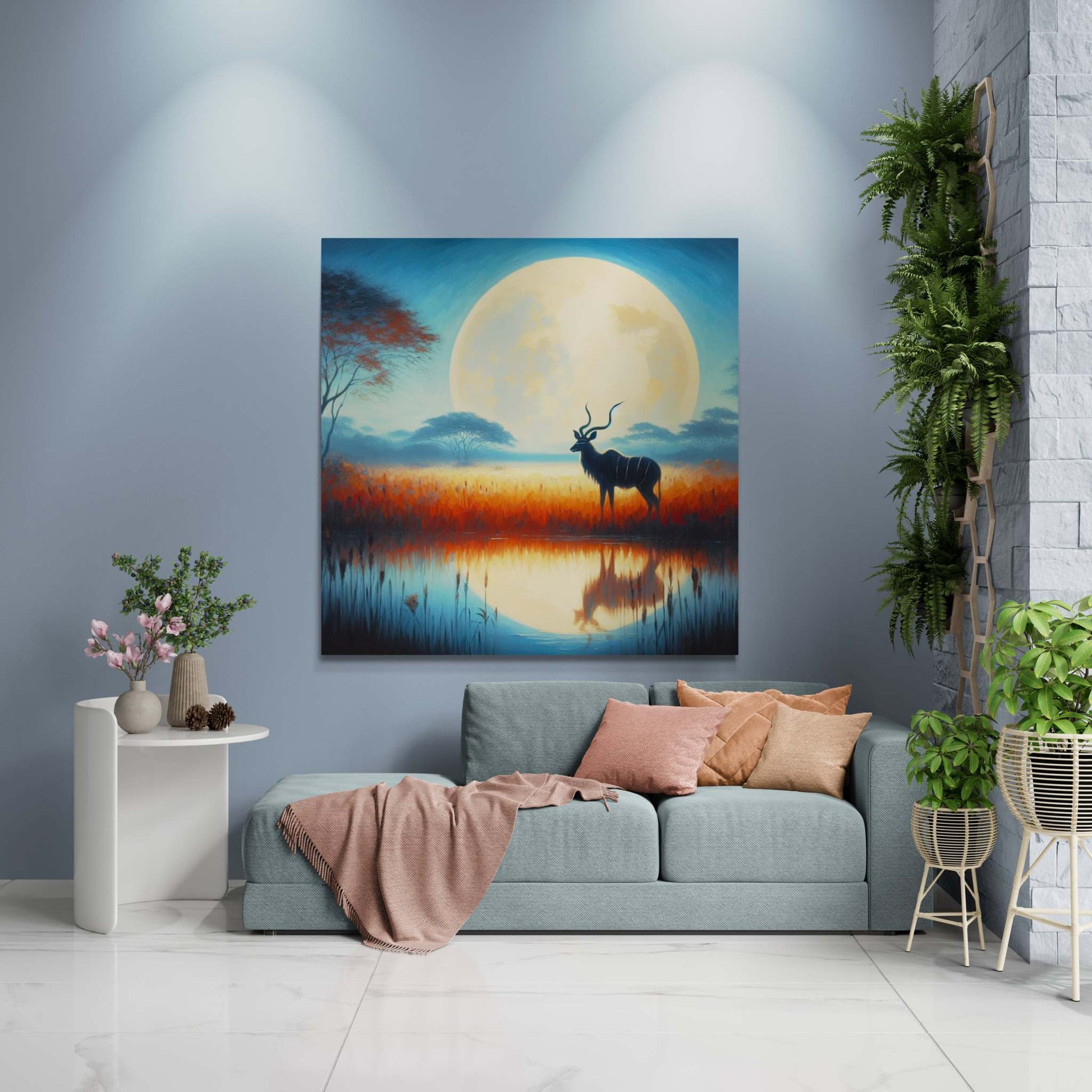 deer canvas, kudu artwork, wildlife canvas