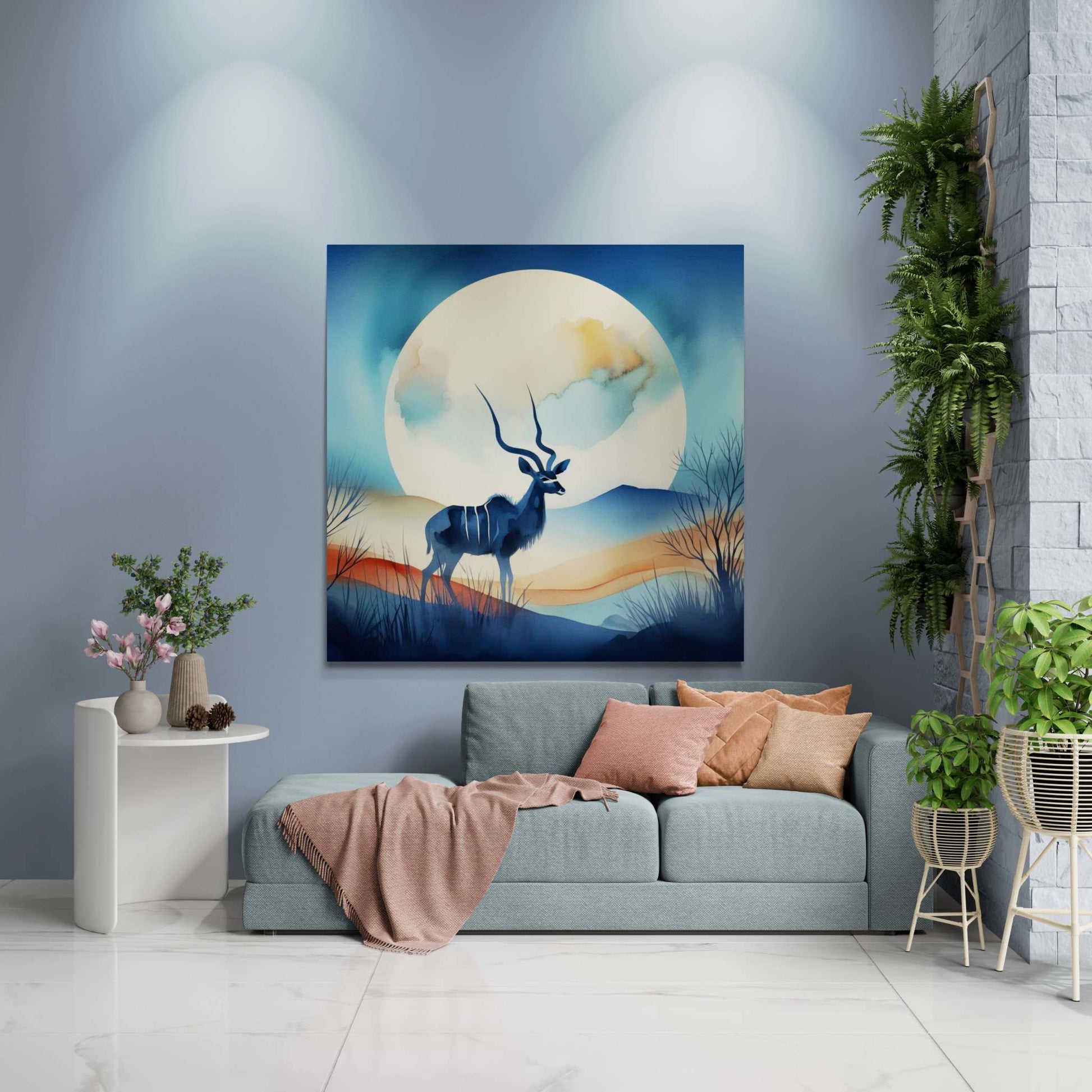 deer canvas, kudu artwork, wildlife canvas