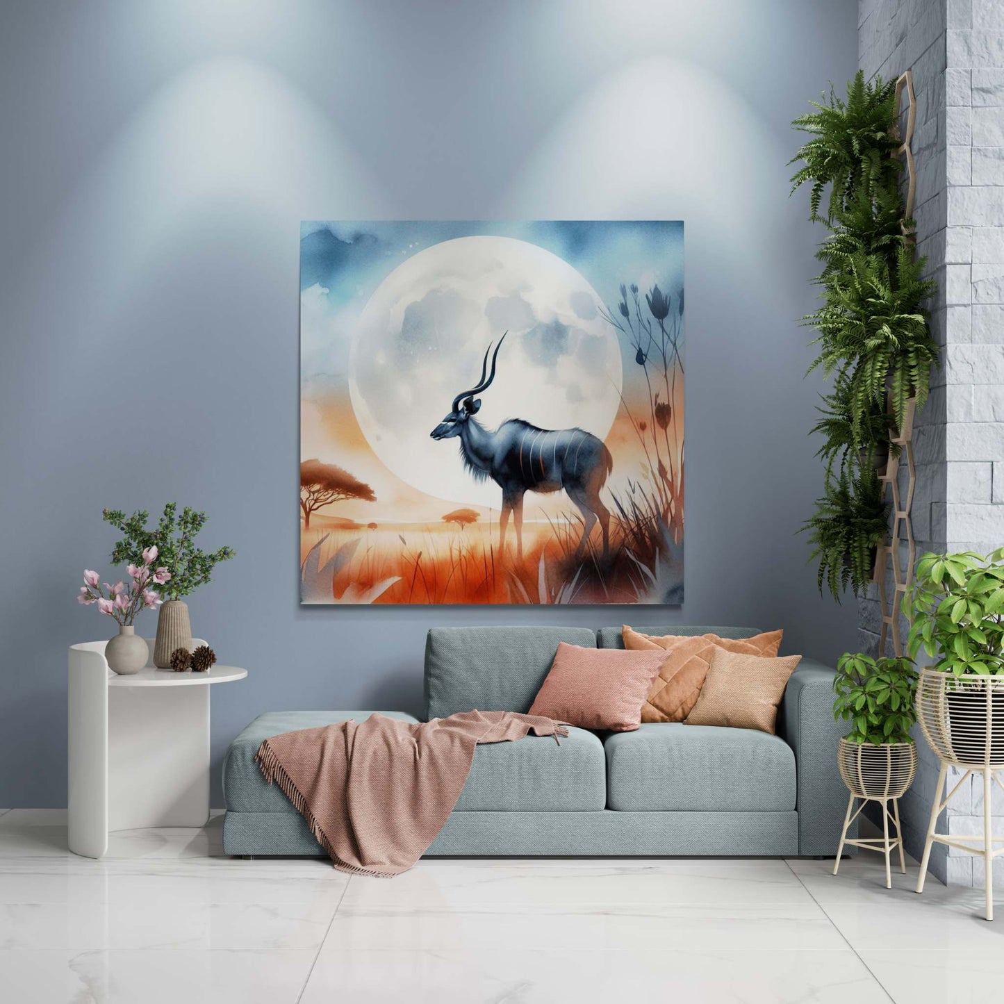 deer canvas, kudu artwork, wildlife canvas