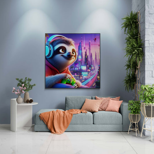 sloth artwork, sloth wall art, gaming wall art