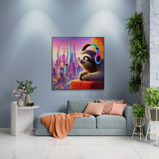 sloth artwork, sloth wall art, gaming wall art