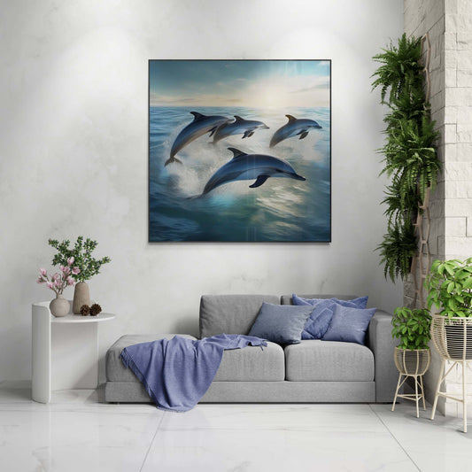 coastal artwork, ocean canvas wall art, beach canvas art, dolphin wall art