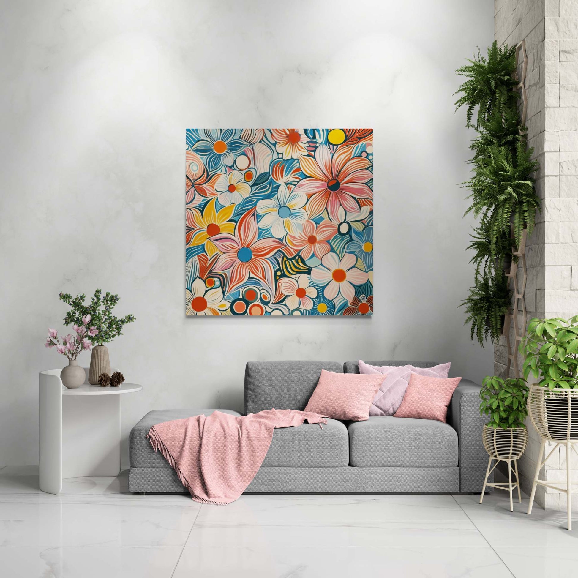 floral canvas wall art, abstract floral canvas