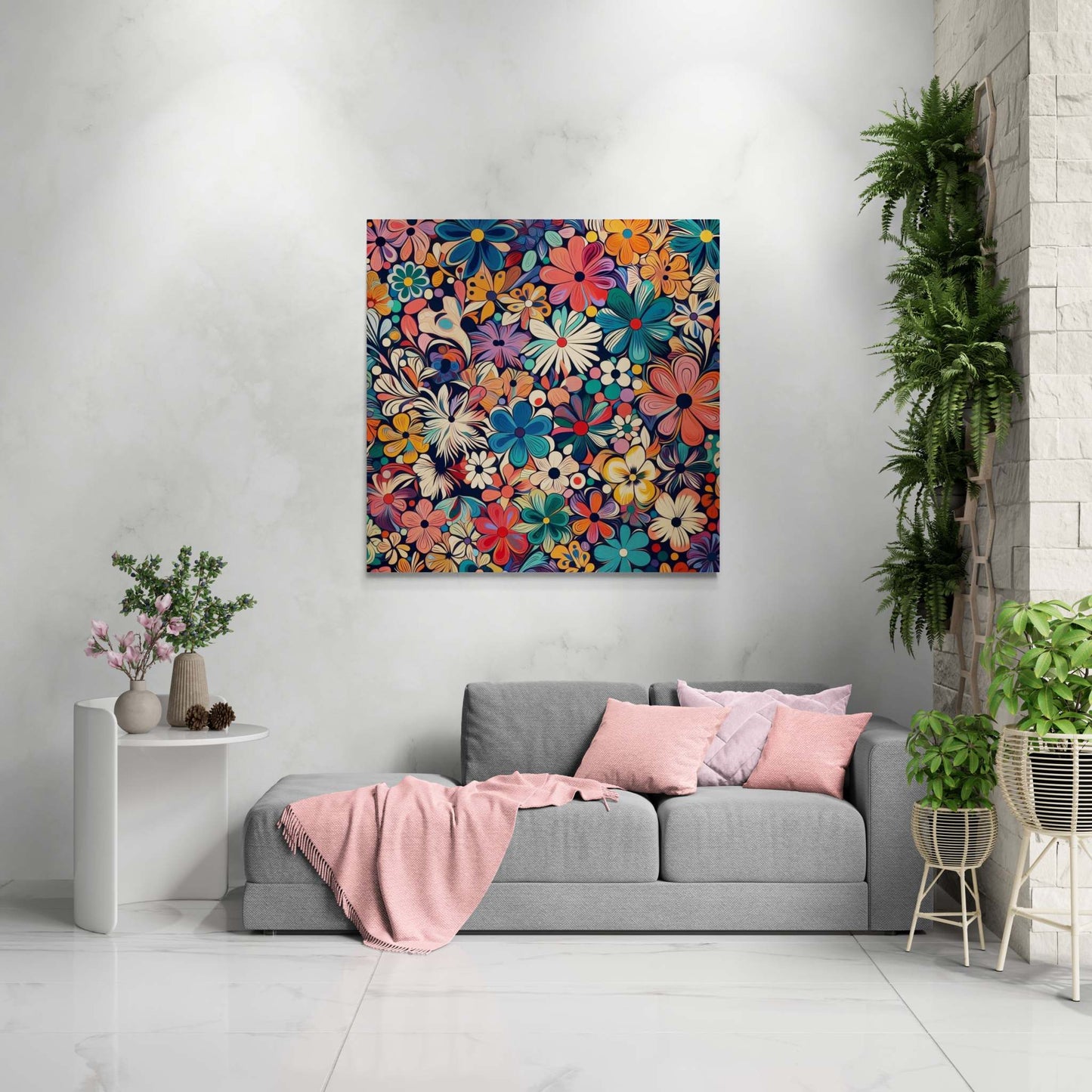 floral canvas wall art, abstract floral canvas