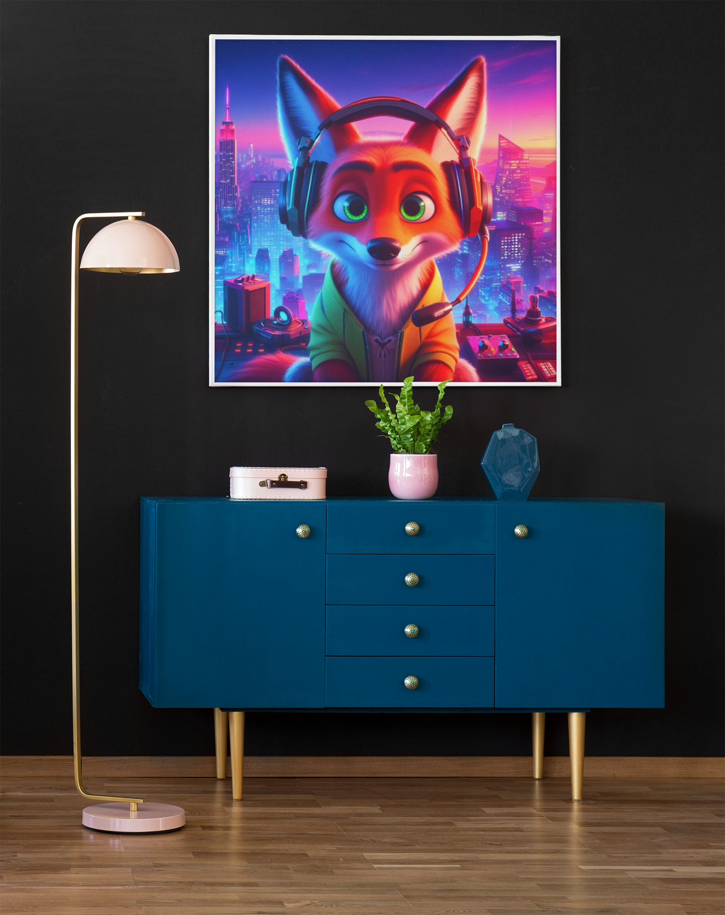 fox artwork, gaming wall art, fox canvas art