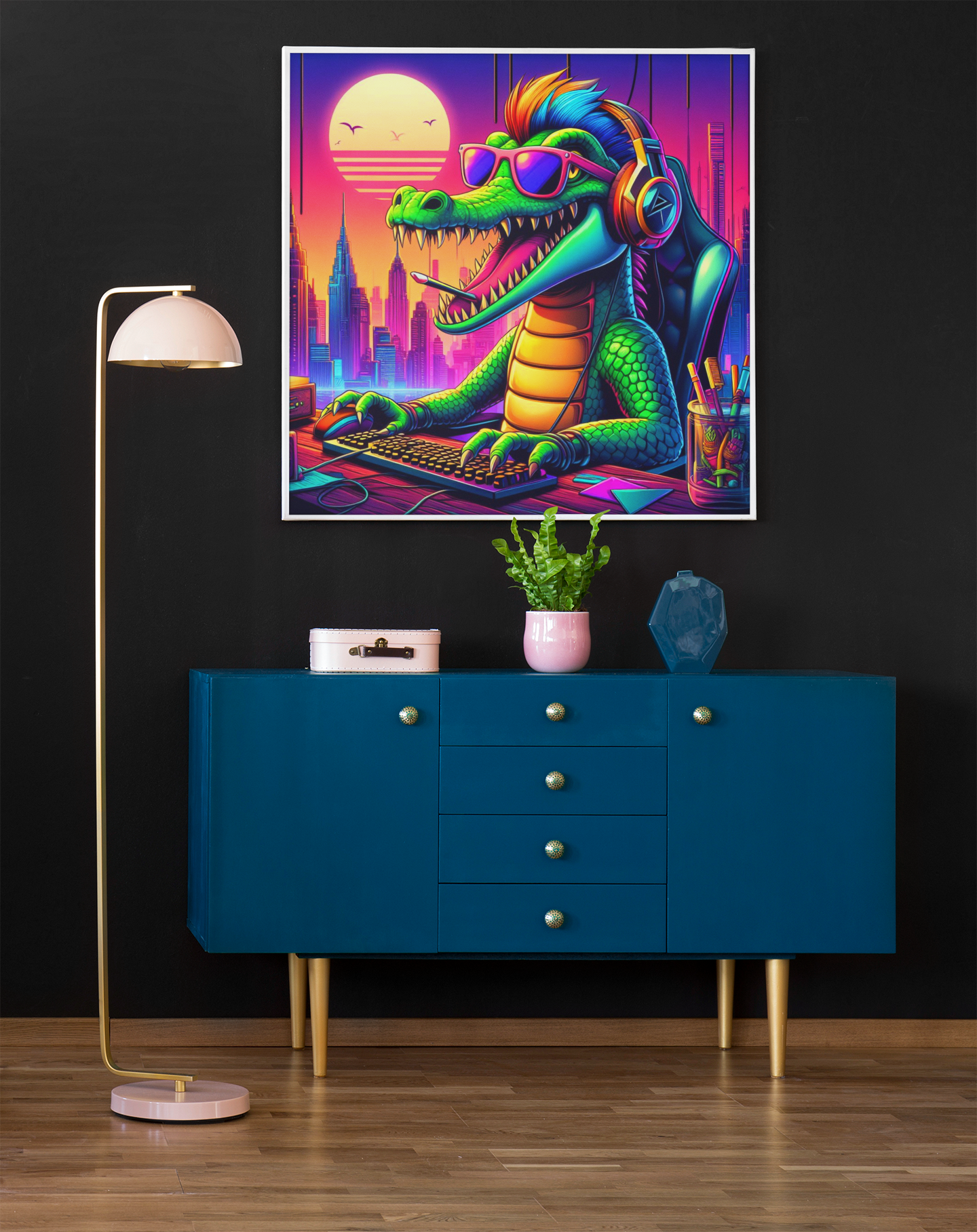 crocodile artwork. gaming wall art, crocodile wall art