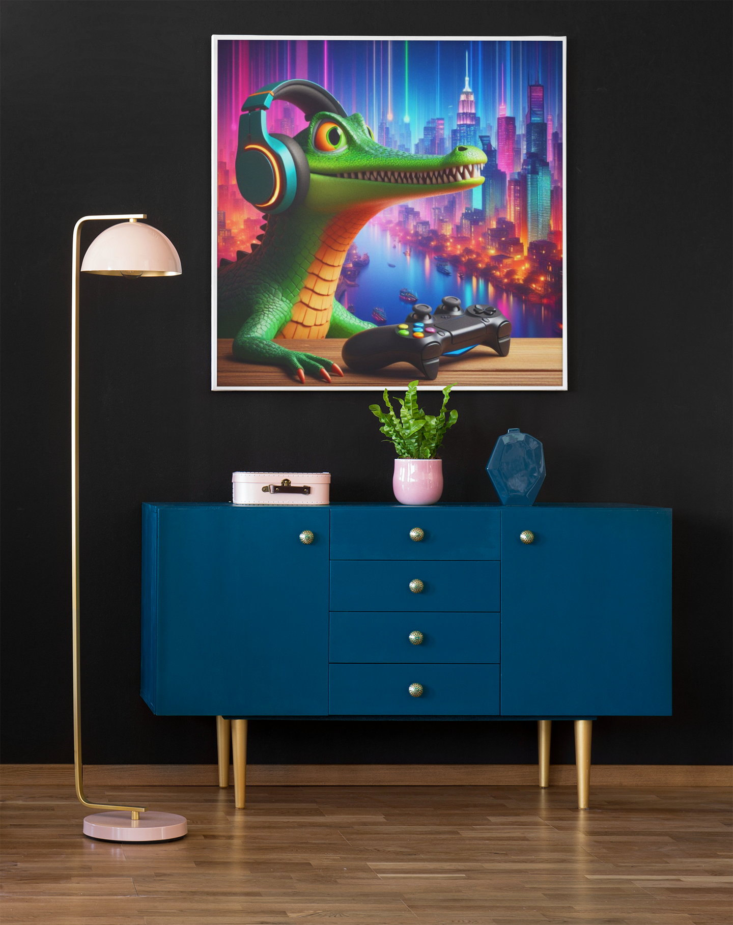 crocodile artwork. gaming wall art, crocodile wall art