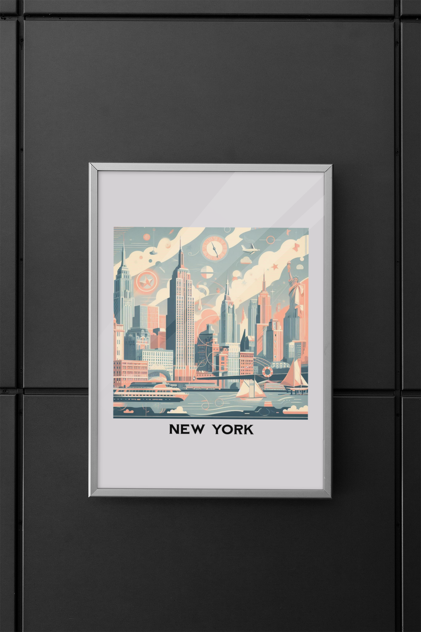 new york city poster, art deco poster, retro travel poster