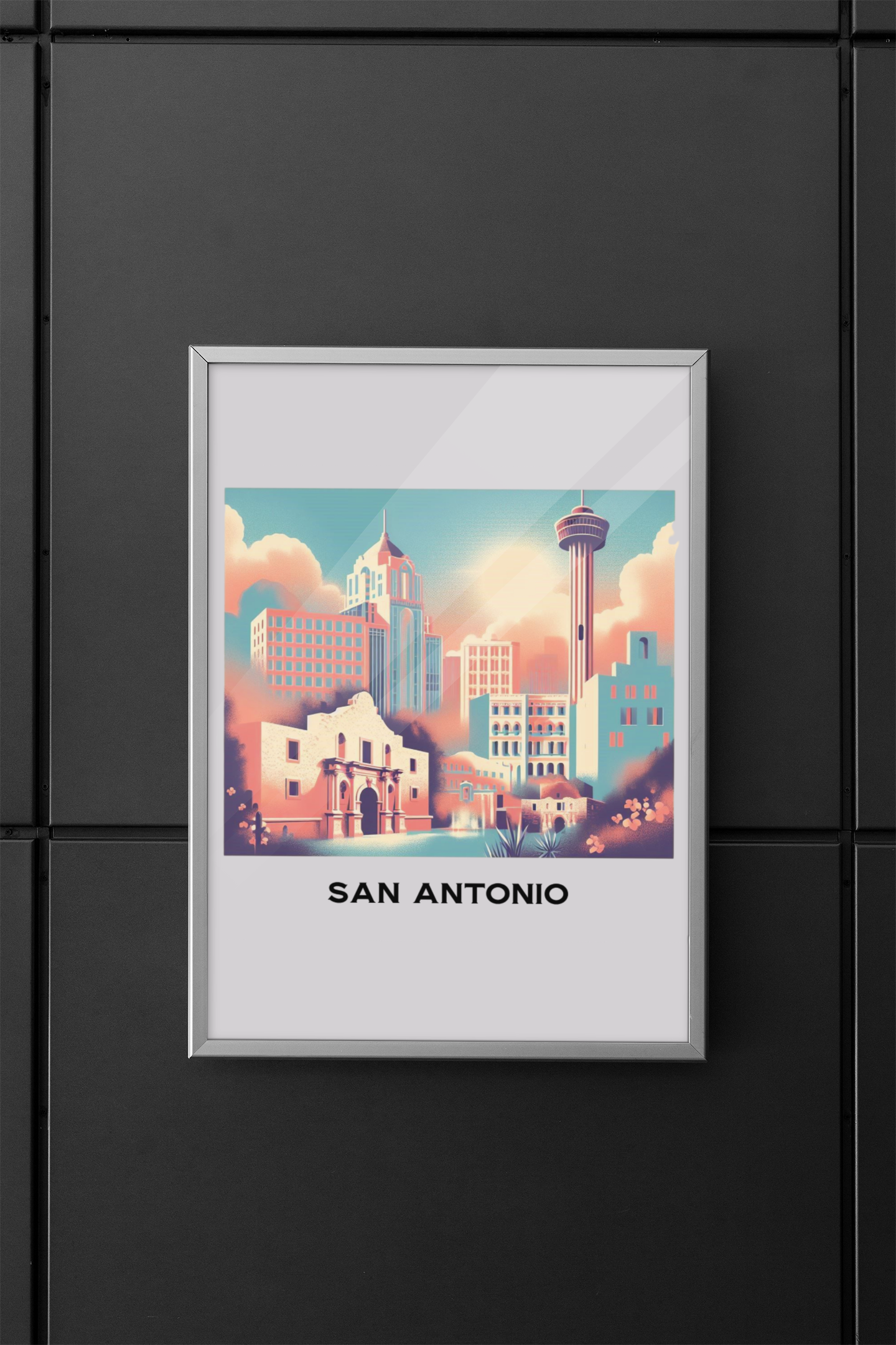 retro travel poster, san antonio poster