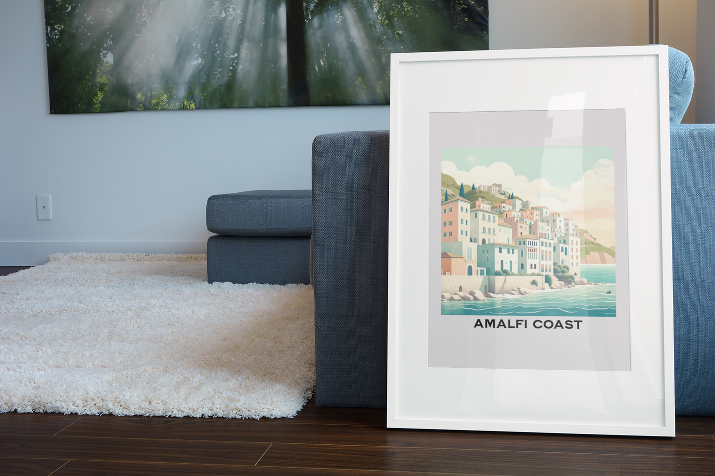 retro travel poster, amalfi coast print, italy poster