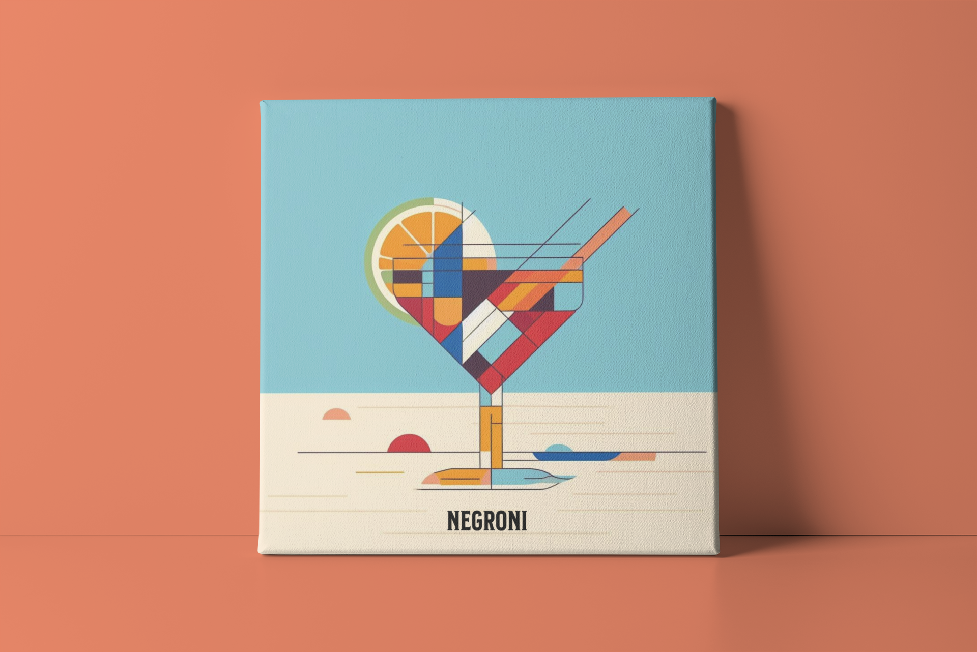 negroni poster, cocktail poster, bar cart decor