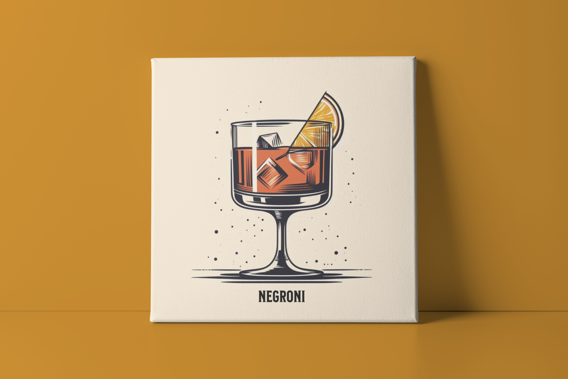 negroni poster, cocktail poster, bar cart decor
