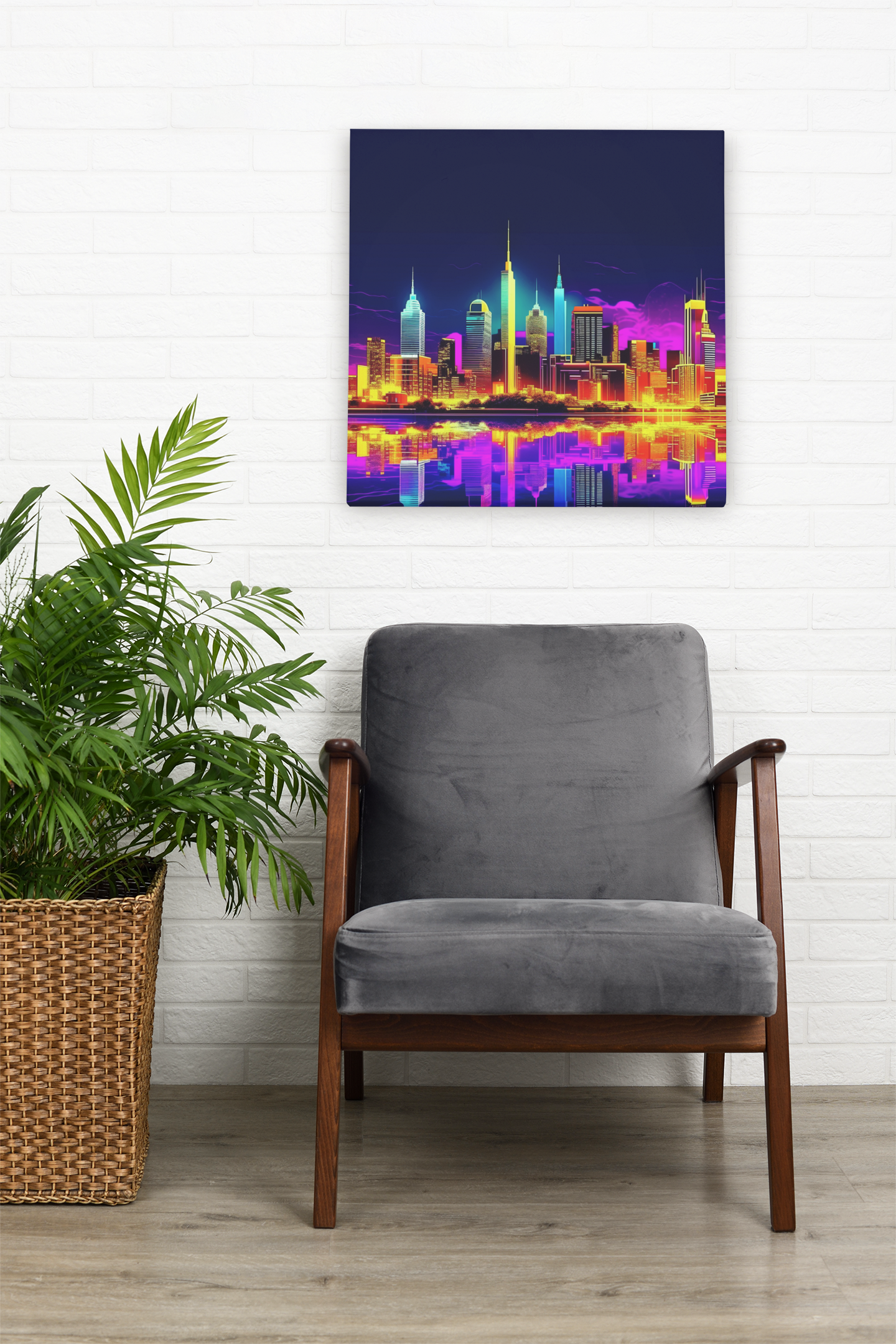 city skyline wall art, cityscape, colorful city print