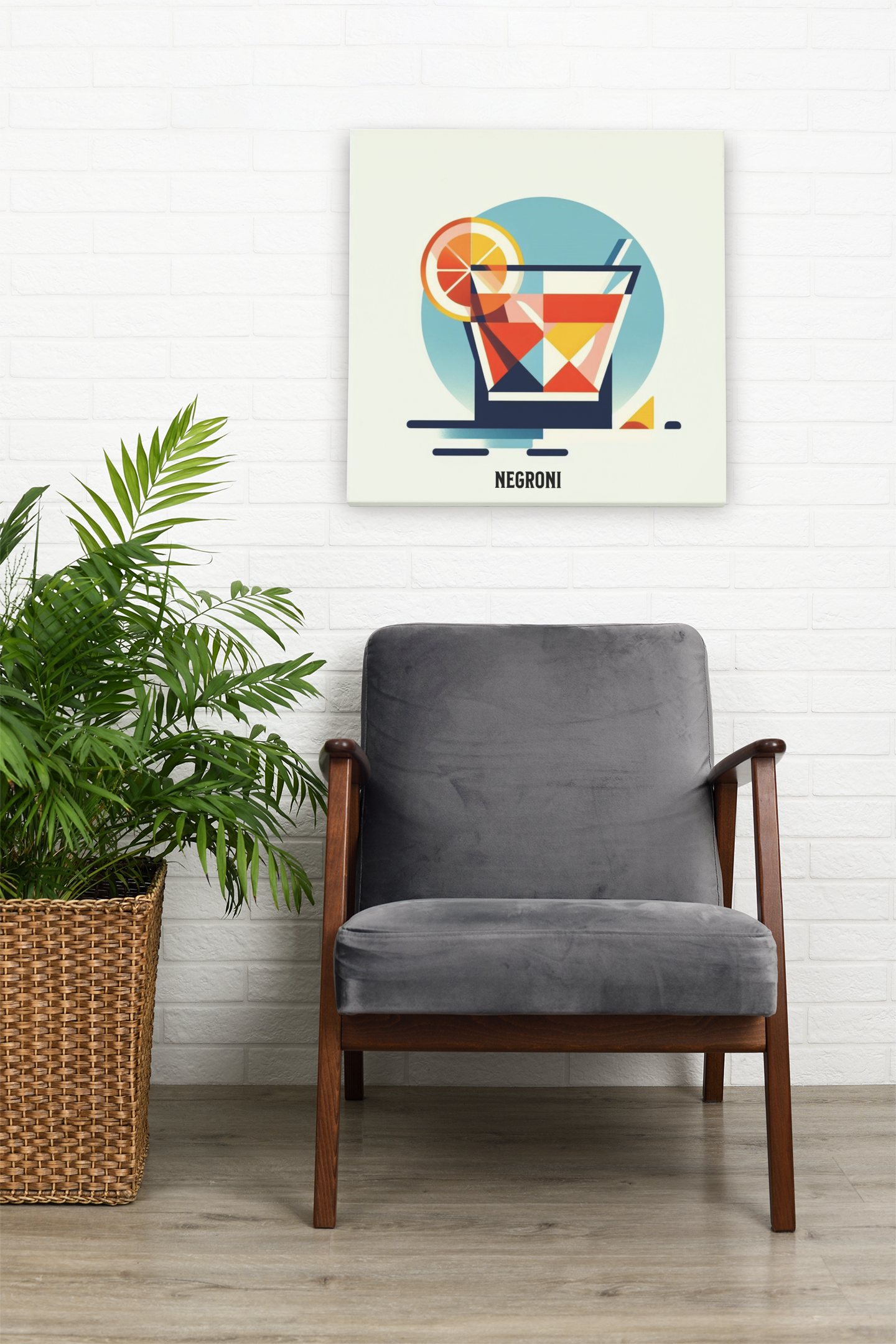 negroni poster, cocktail poster, bar cart decor