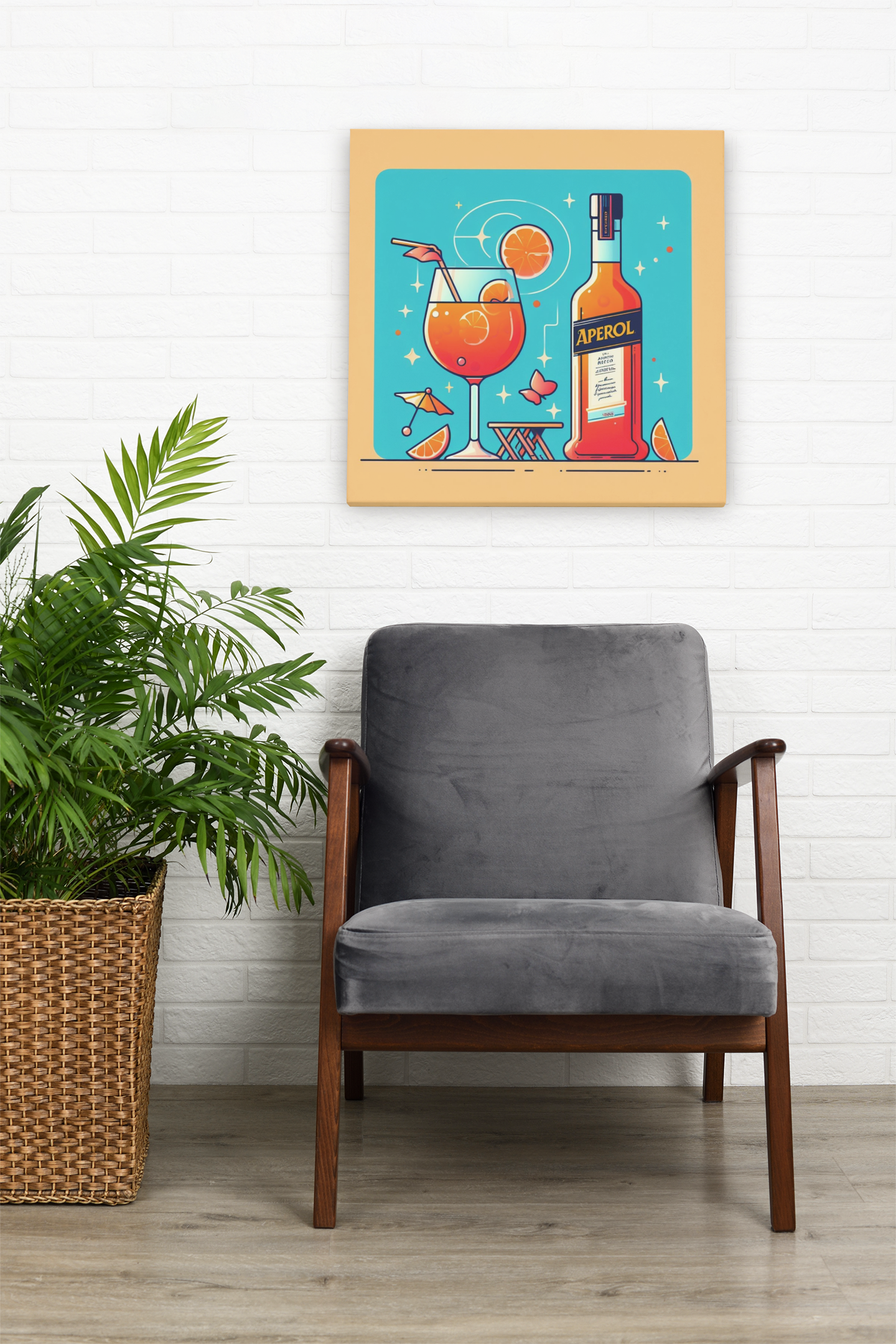 aperol spritz poster, cocktail poster, bar cart decor