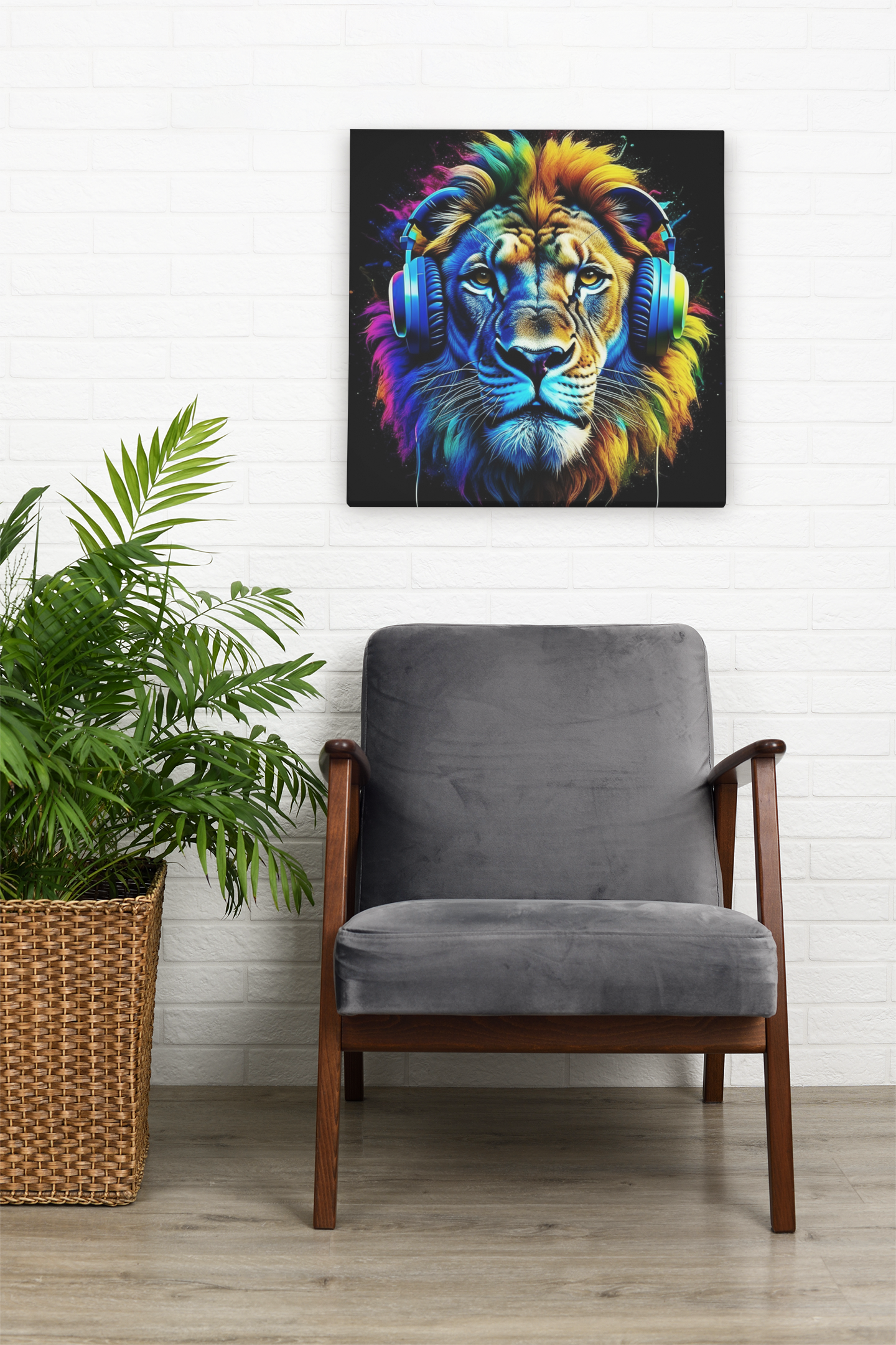 lion wall art, lion canvas, abstract lion art, gaming wall art