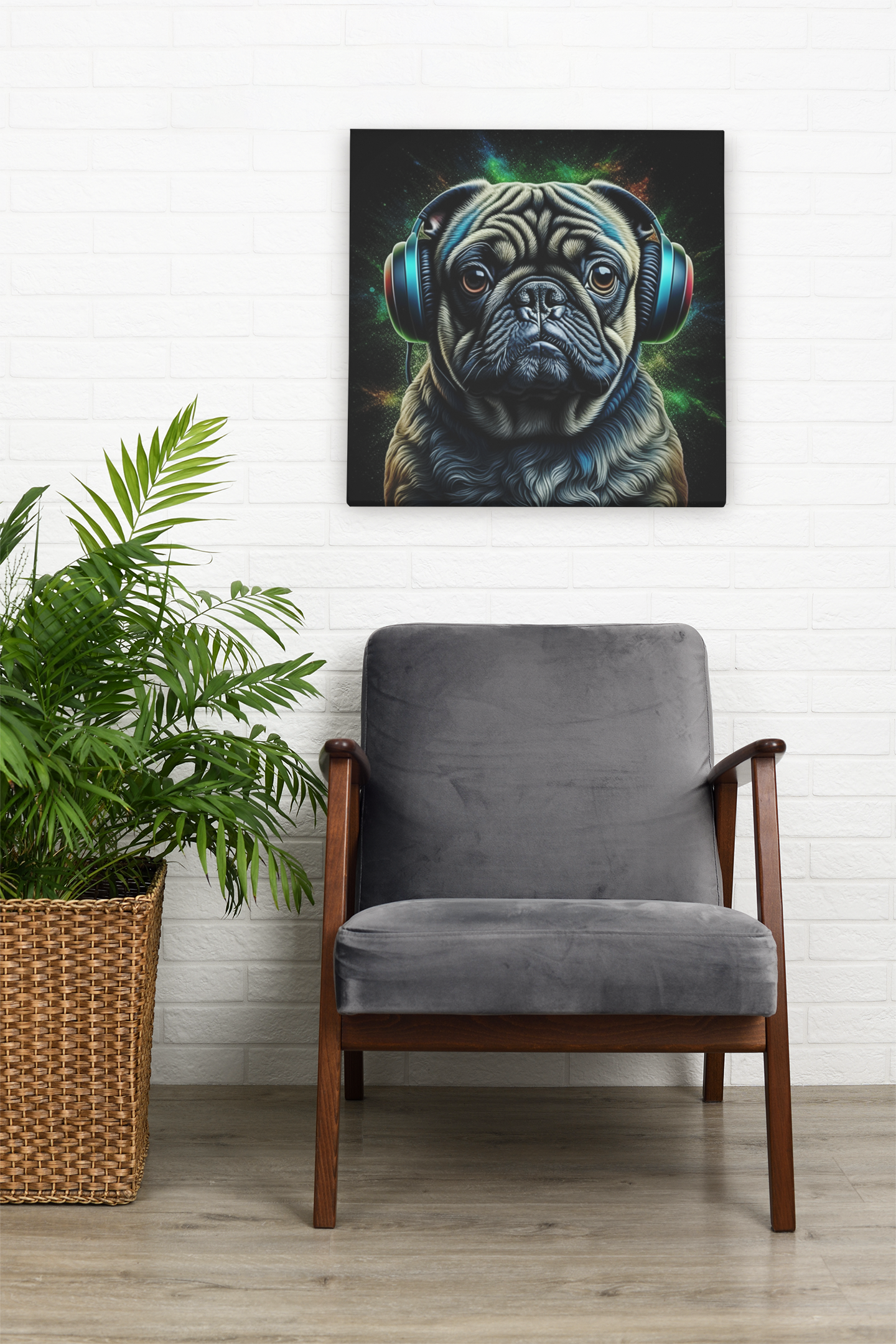 pug artwork, pug wall art, gaming wall art