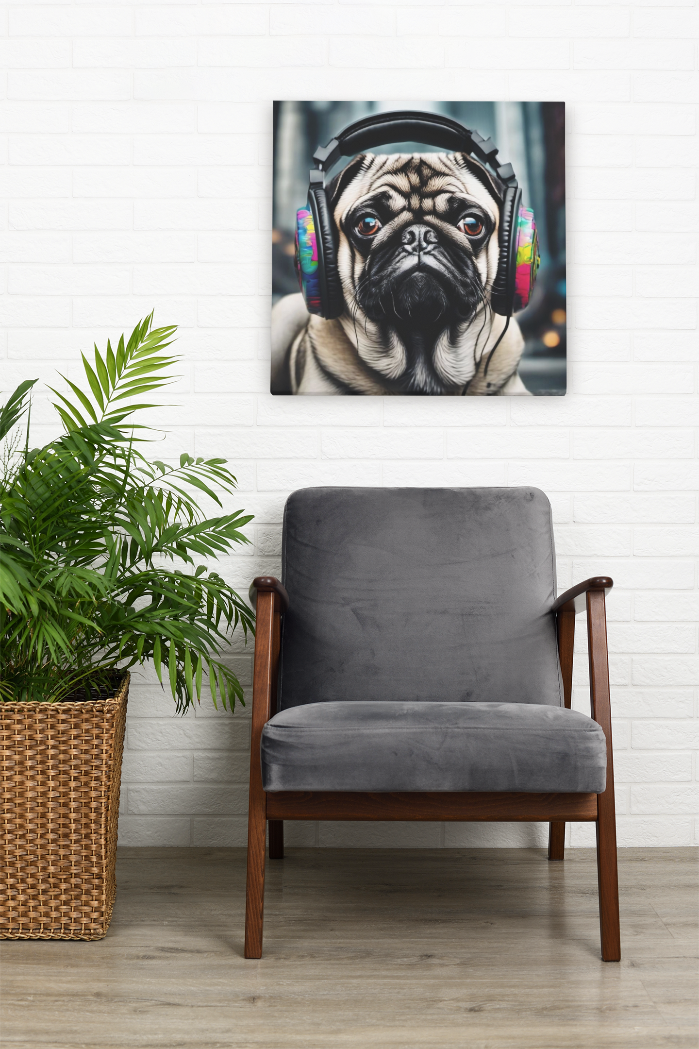 pug artwork, pug wall art, gaming wall art