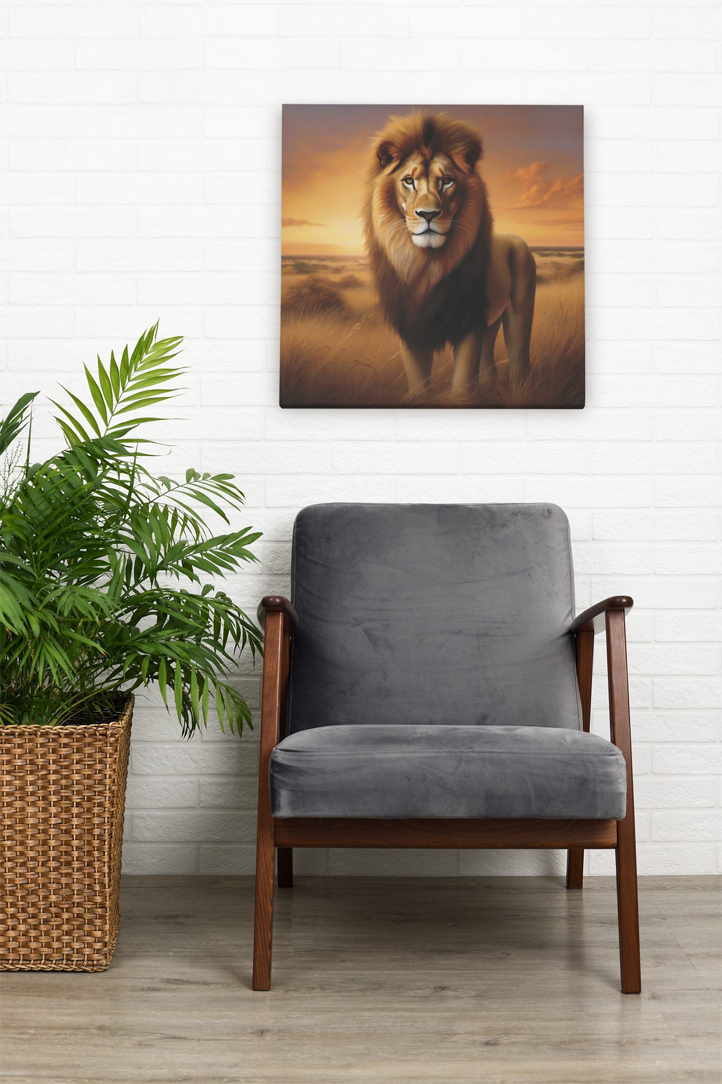 lion wall art, lion canvas, abstract lion art