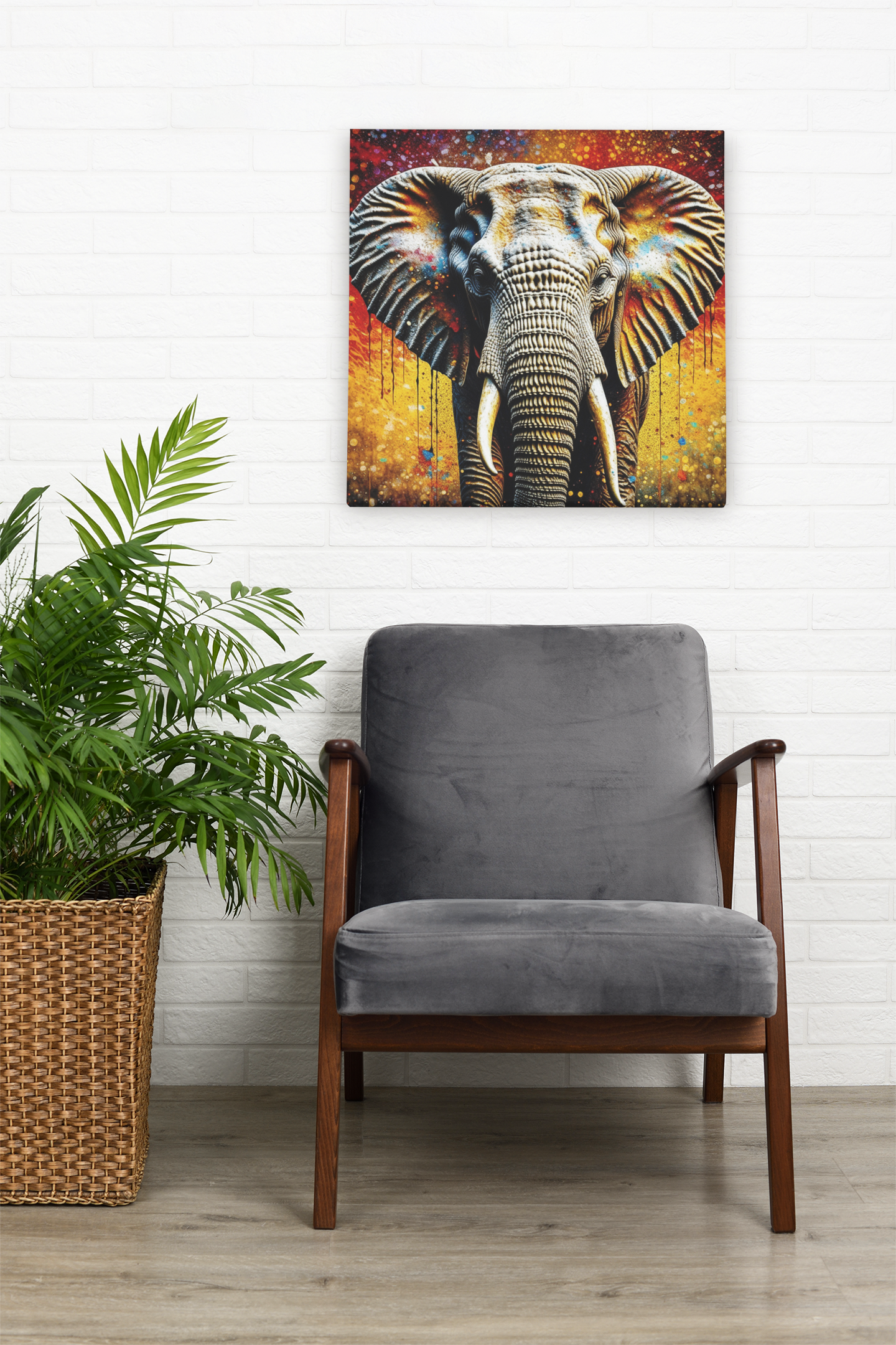 elephant wall art, abstract elephant art, elephant canvas