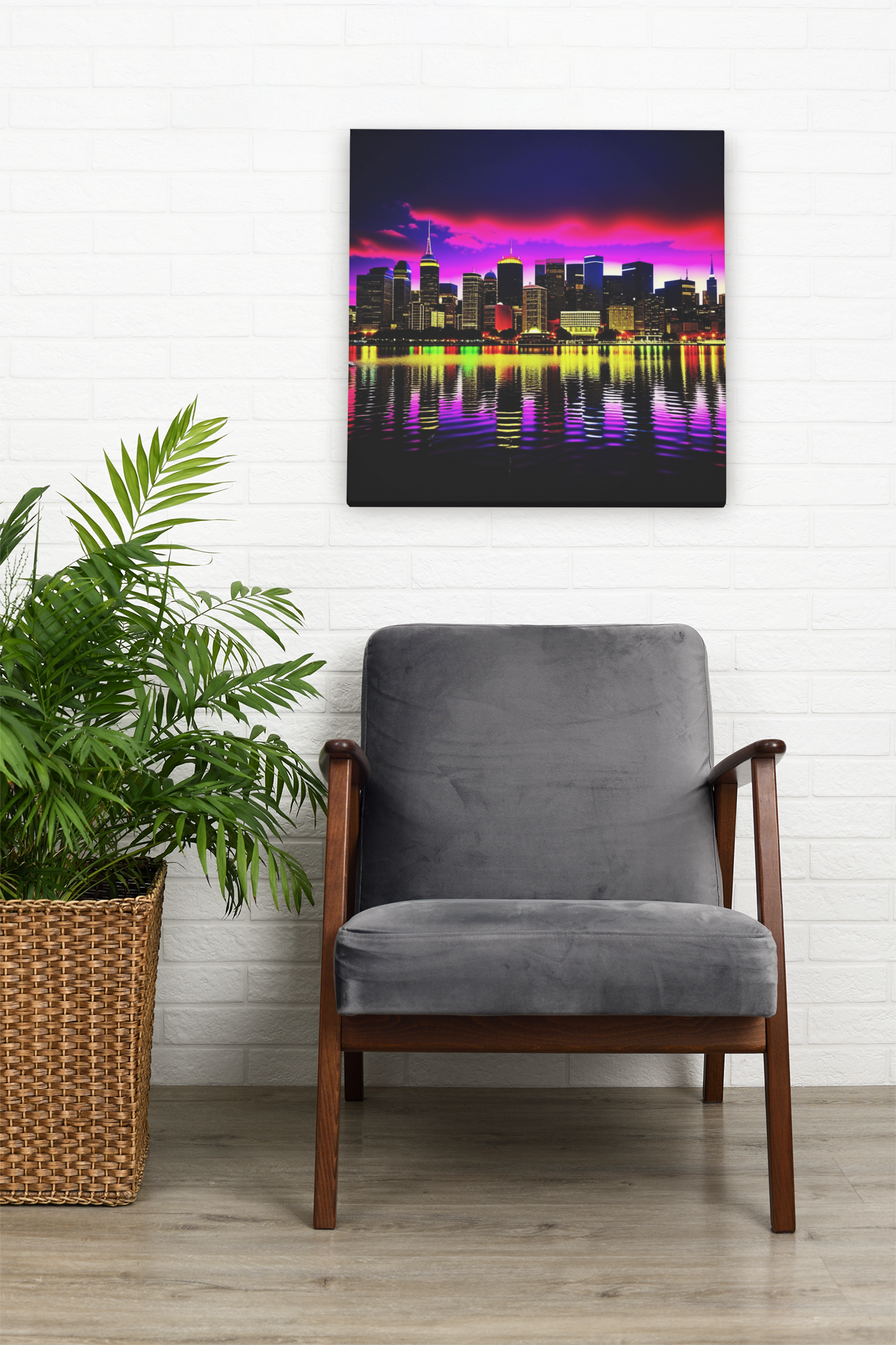 city skyline wall art, cityscape, colorful city print