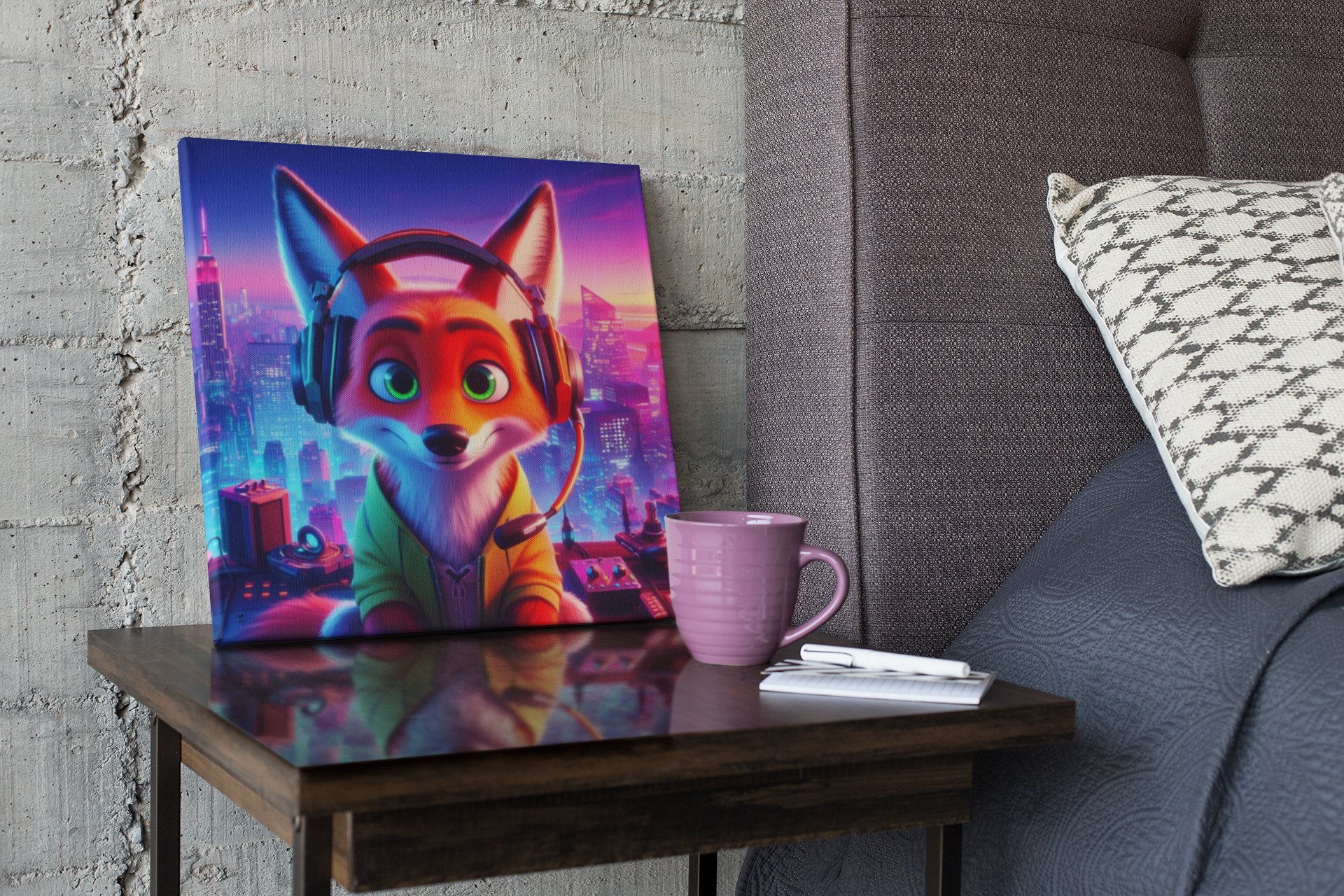 fox artwork, gaming wall art, fox canvas art