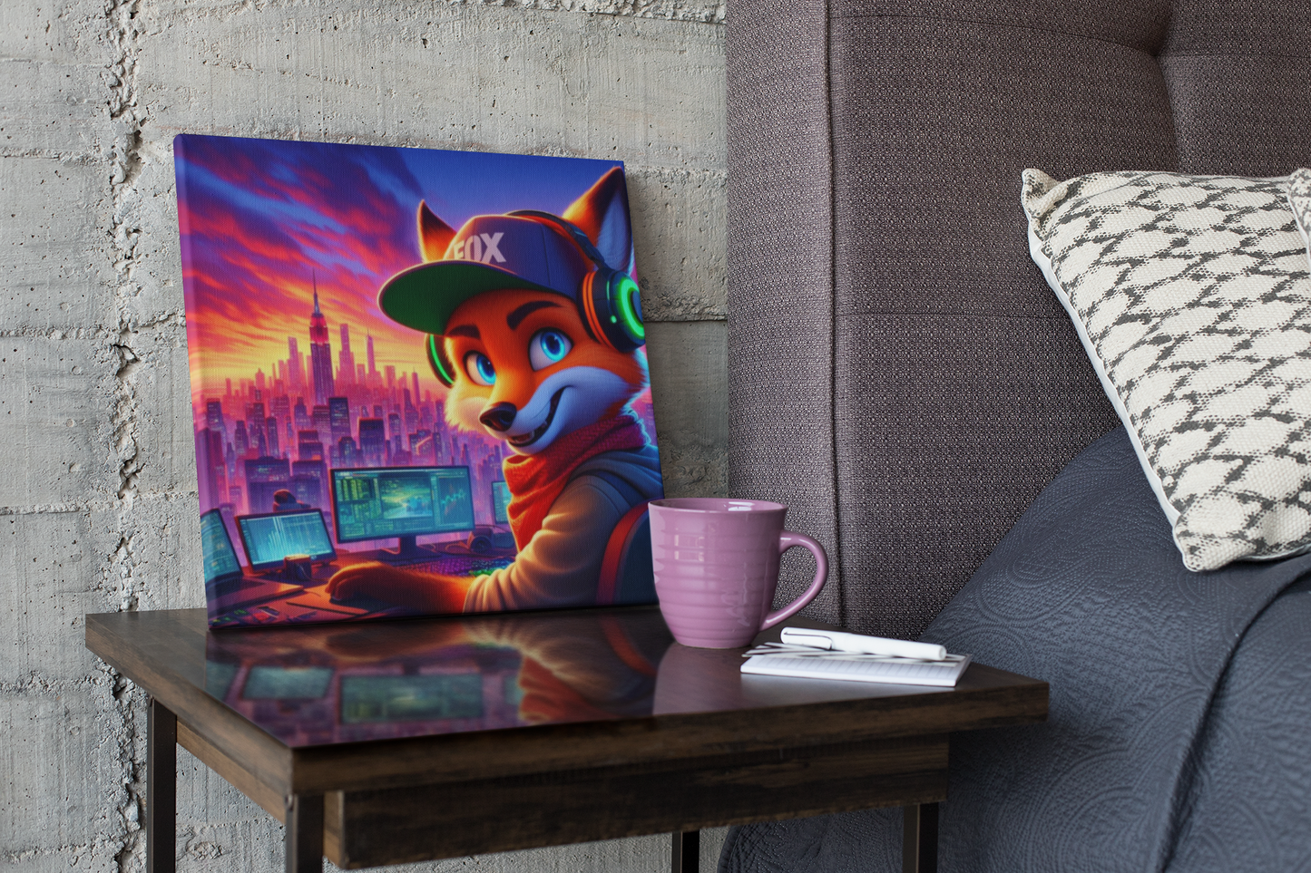 fox artwork, gaming wall art, fox canvas art