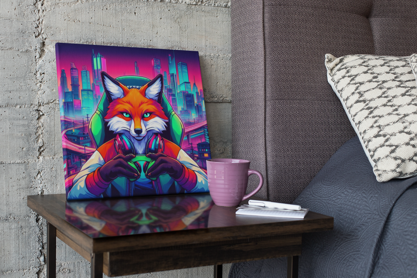 fox artwork, gaming wall art, fox canvas art