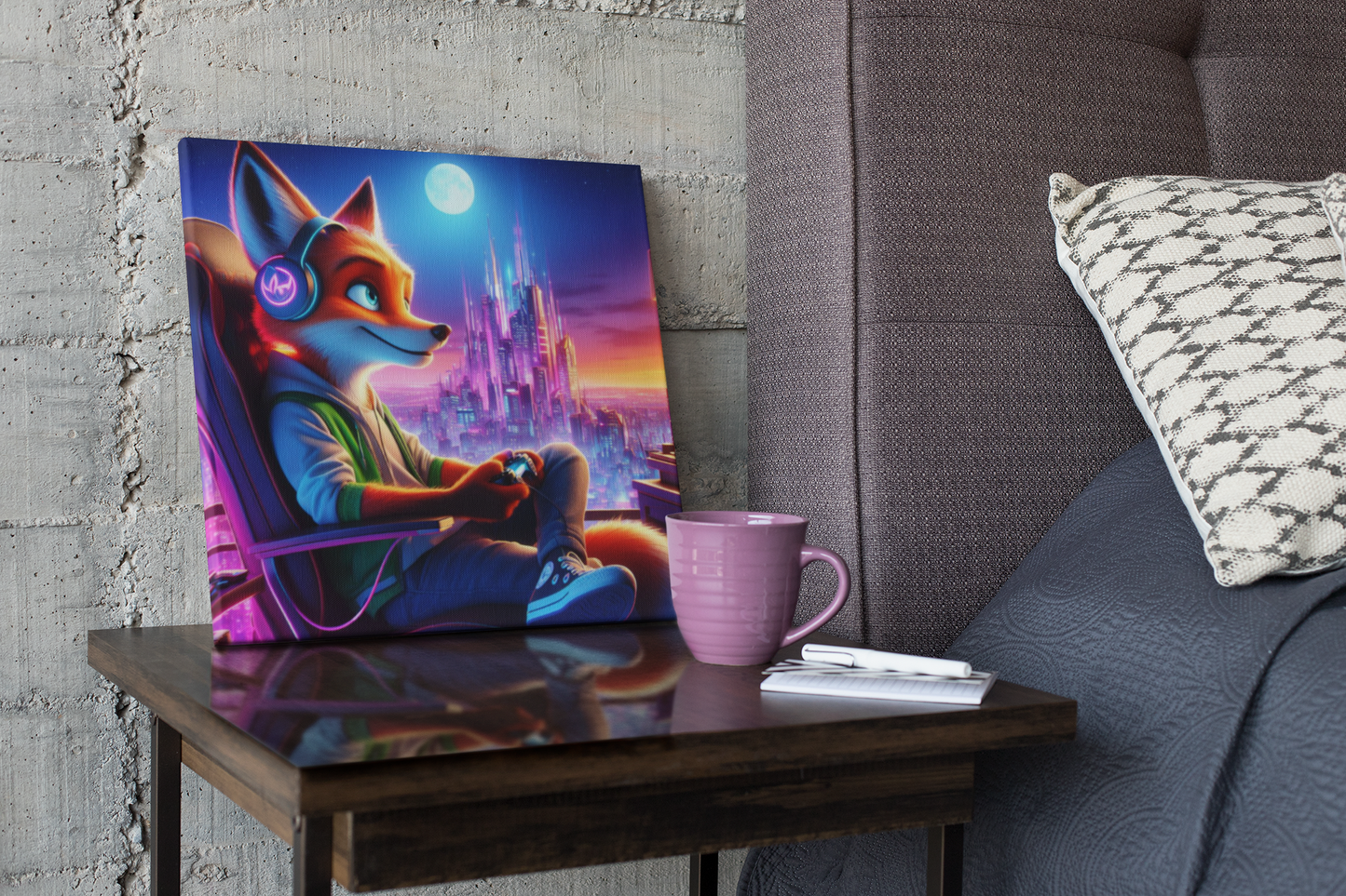 fox artwork, gaming wall art, fox canvas art