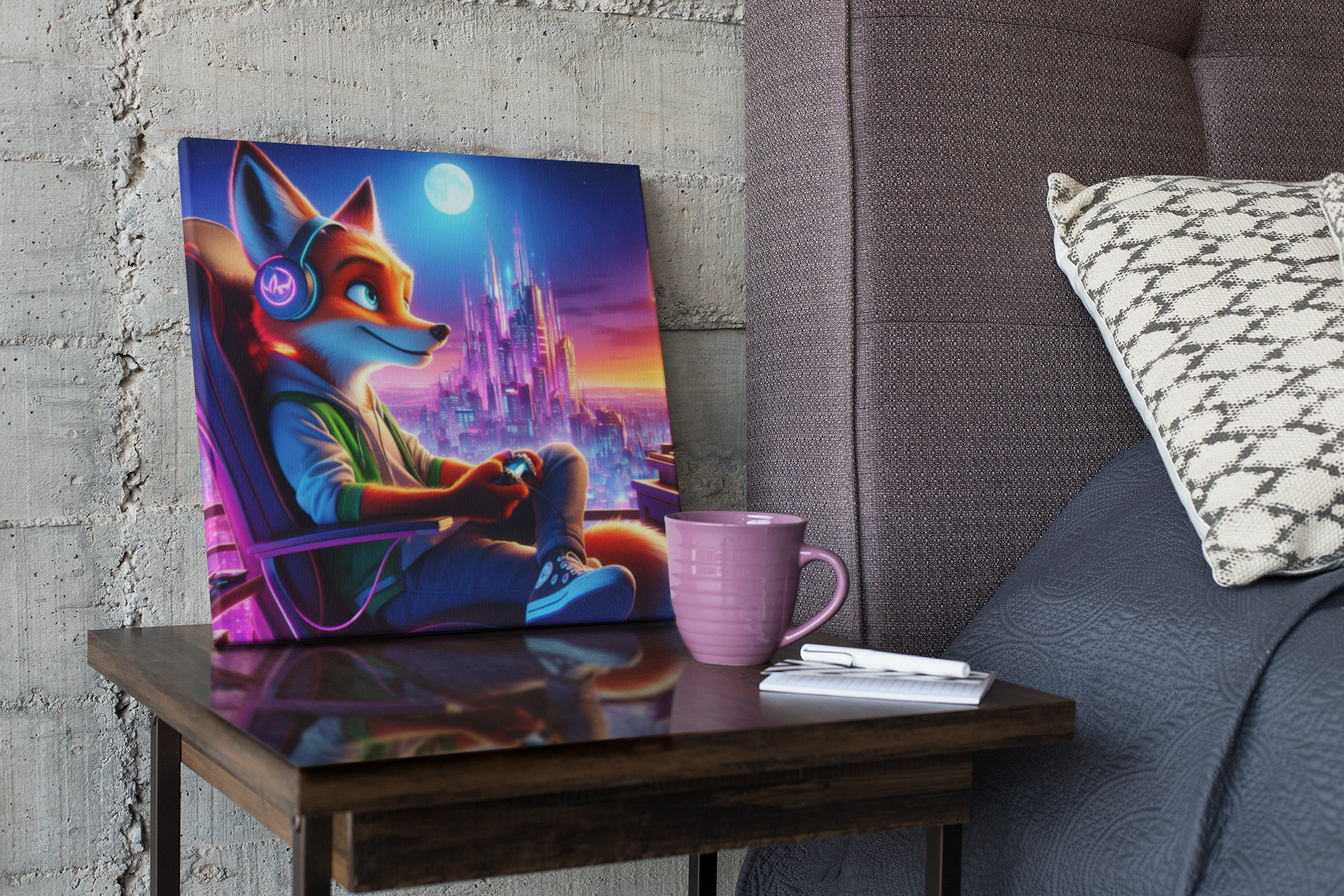 fox artwork, gaming wall art, fox canvas art