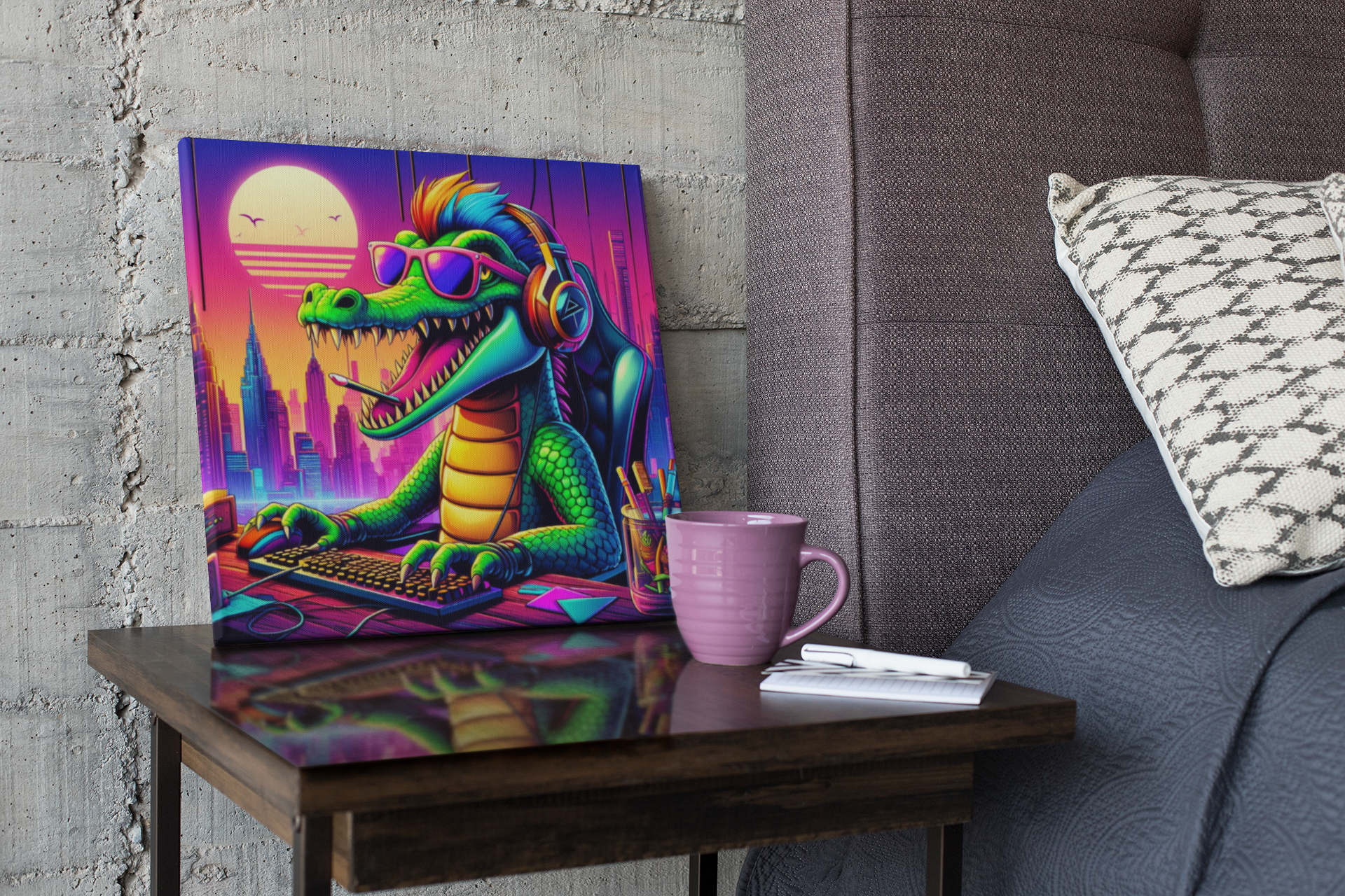 crocodile artwork. gaming wall art, crocodile wall art