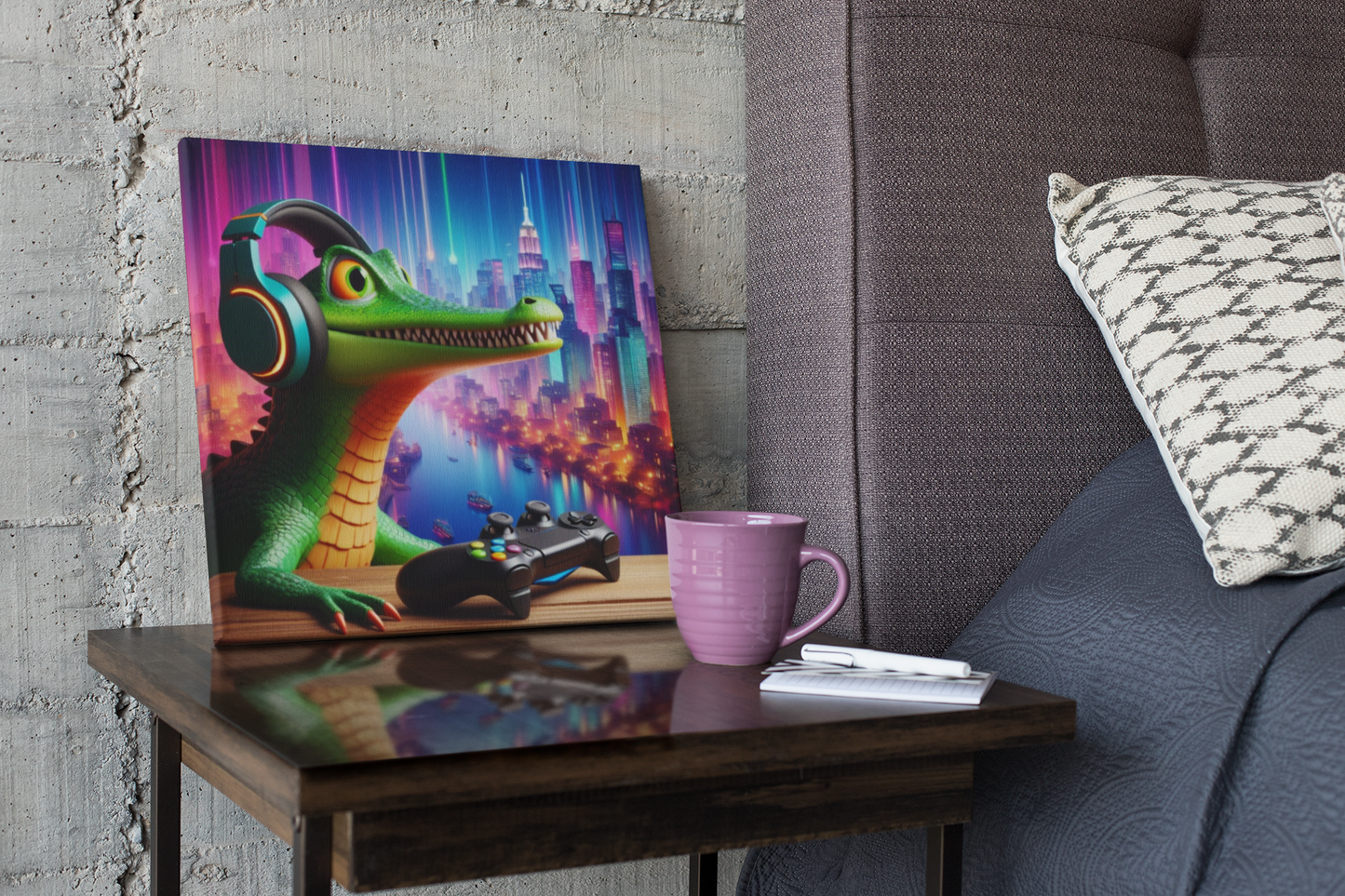 crocodile artwork. gaming wall art, crocodile wall art