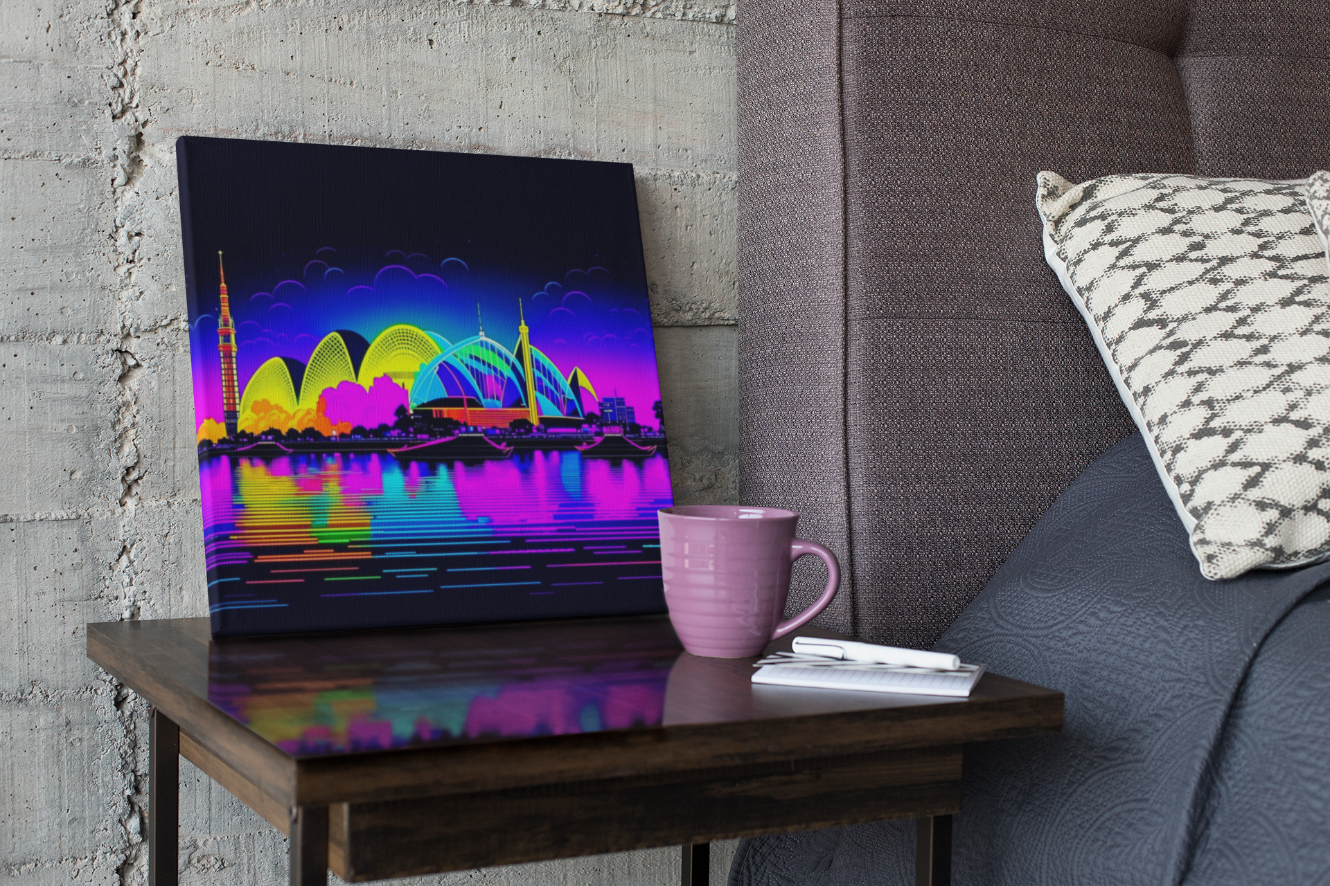 city skyline wall art, cityscape, colorful city print