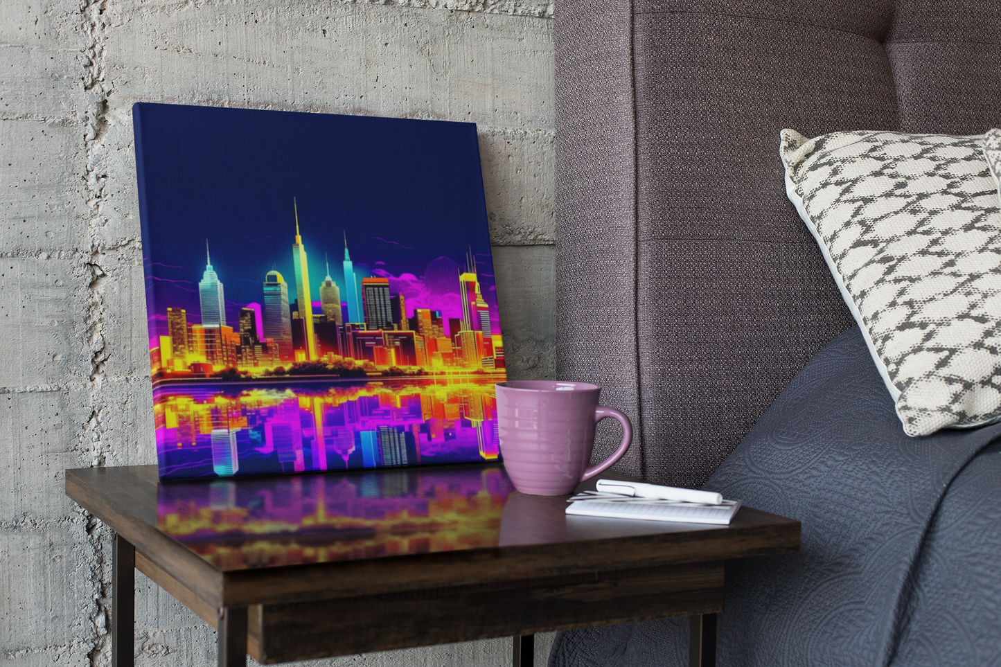 city skyline wall art, cityscape, colorful city print