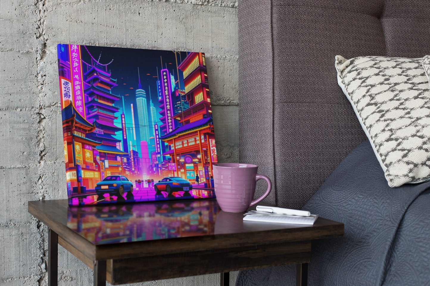 city skyline wall art, cityscape, colorful city print