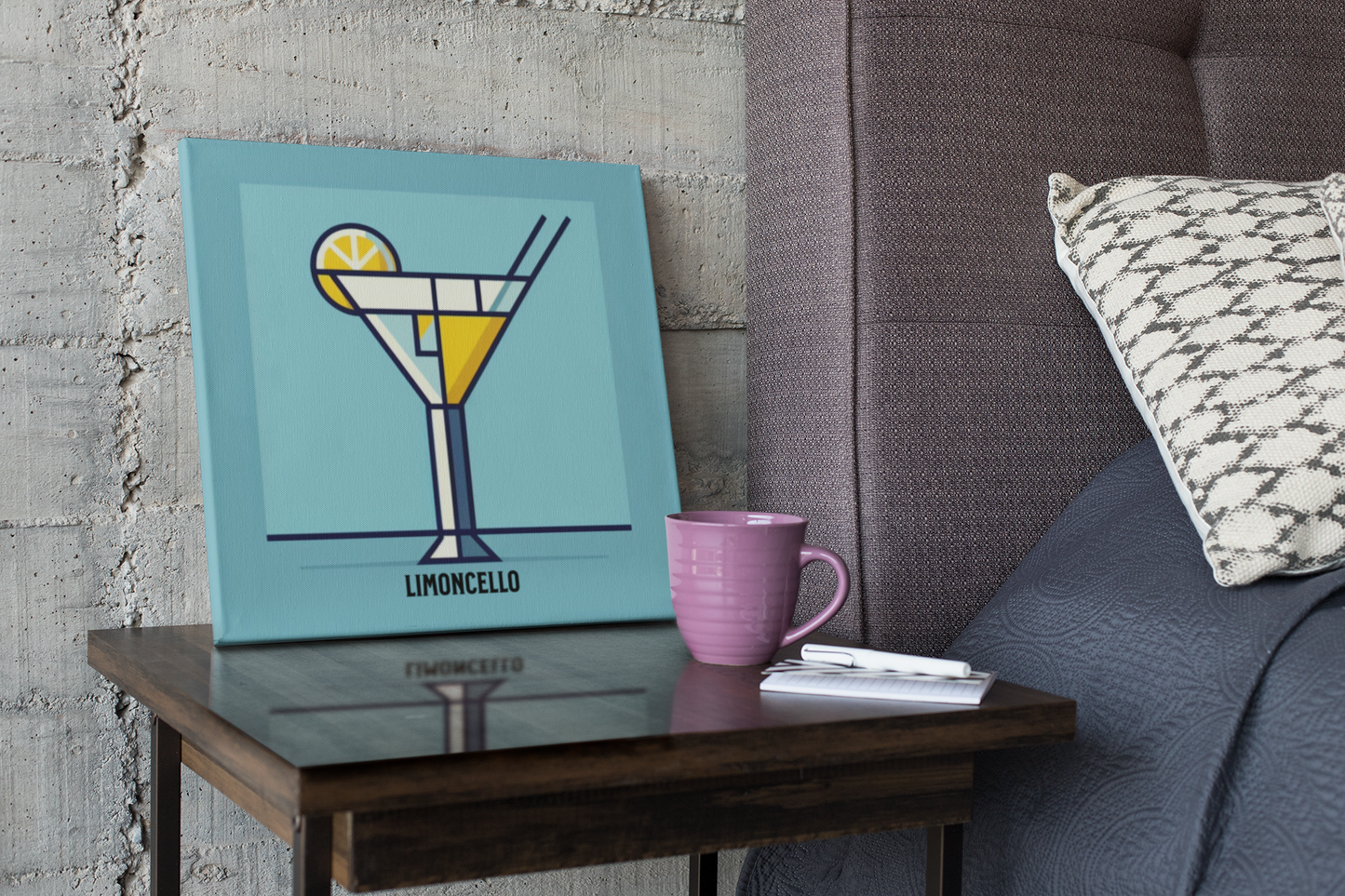 bar cart decor, cocktail poster, limoncello