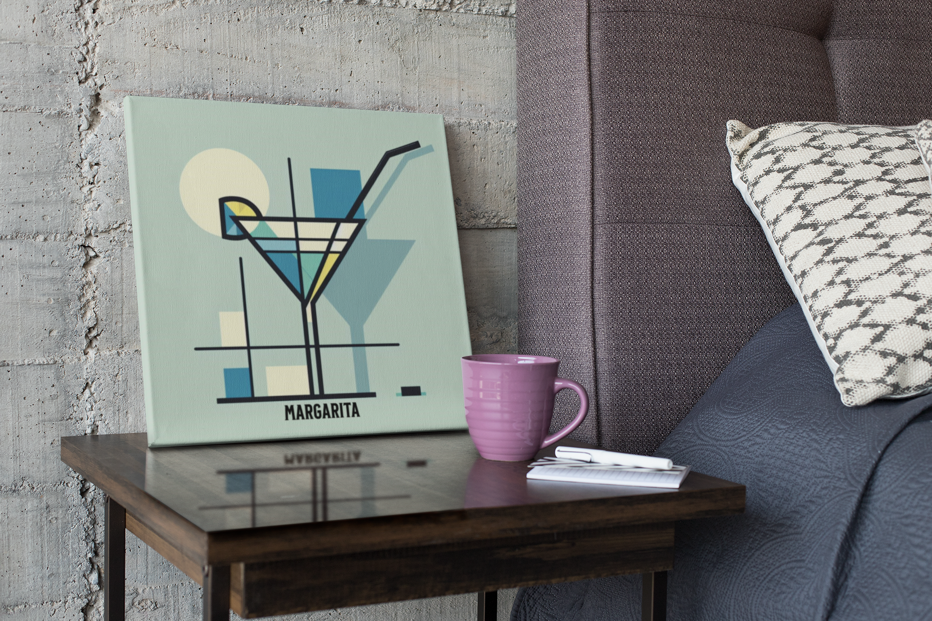 bar cart decor, cocktail poster, margarita cocktail