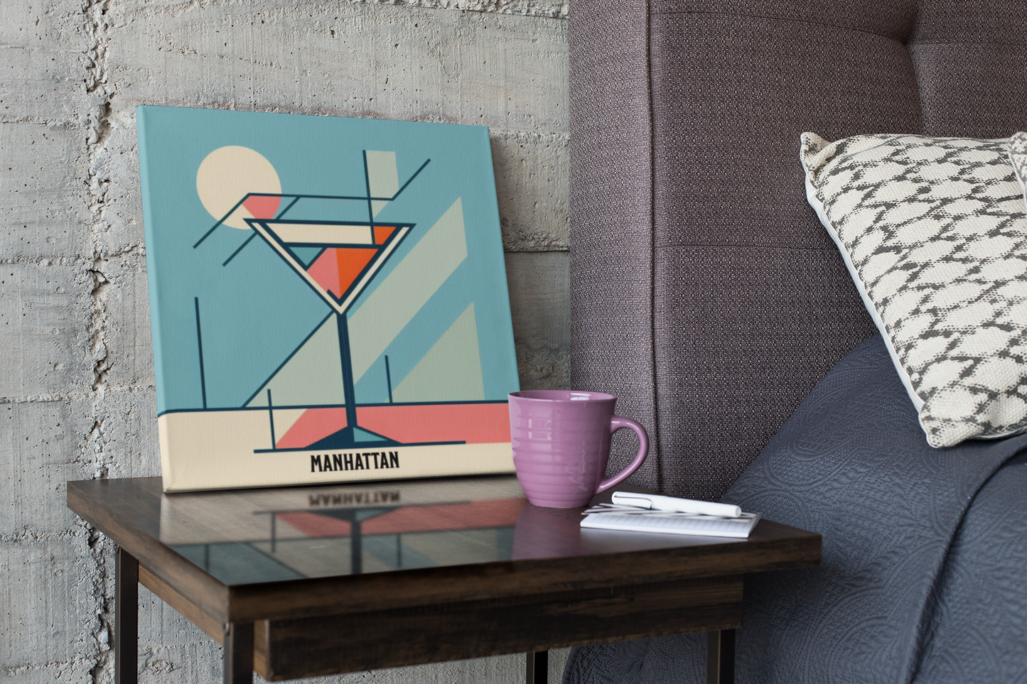 bar cart decor, manhattan cocktail poster, cocktail poster