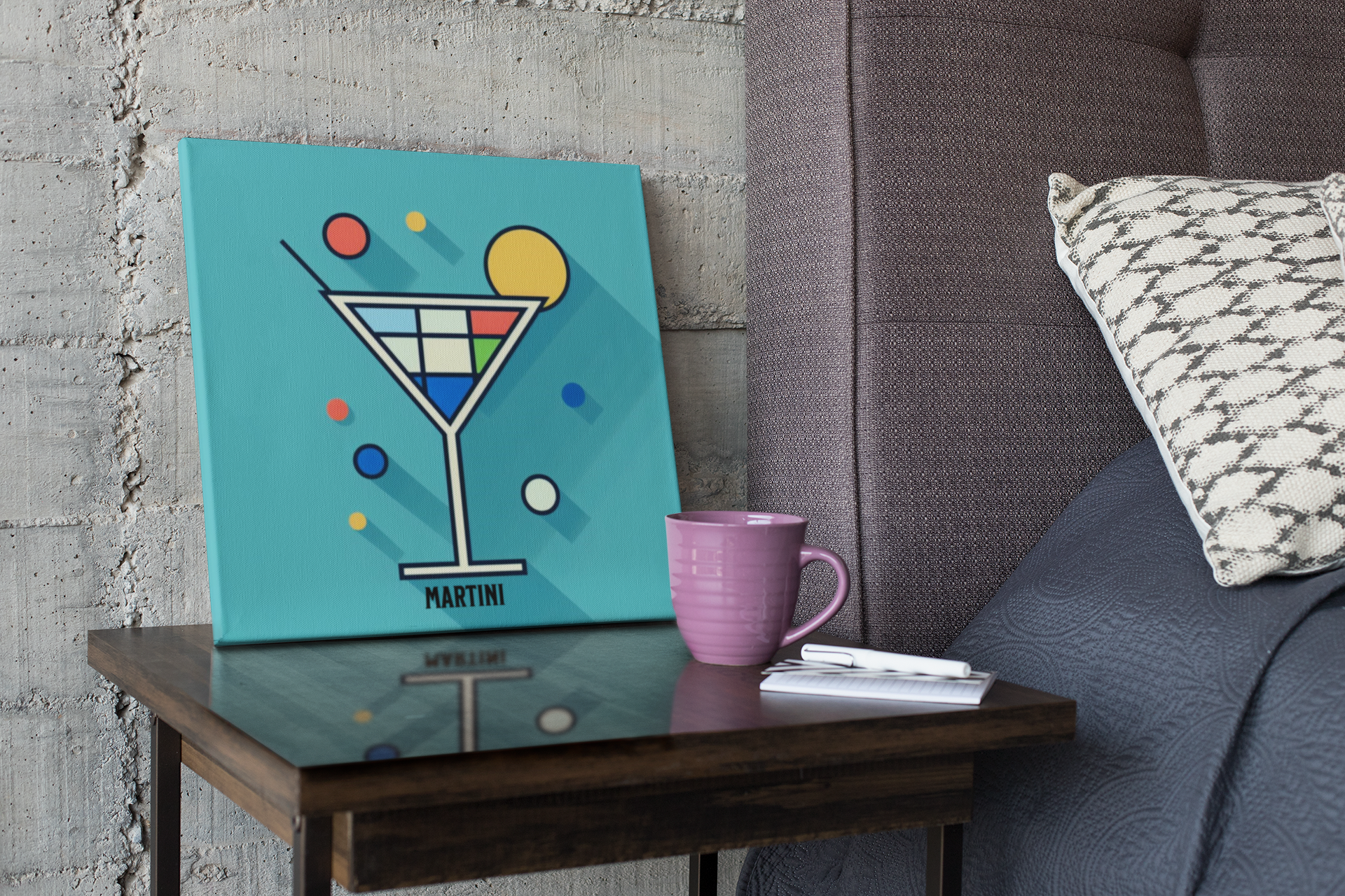 cocktail poster, bar cart decor