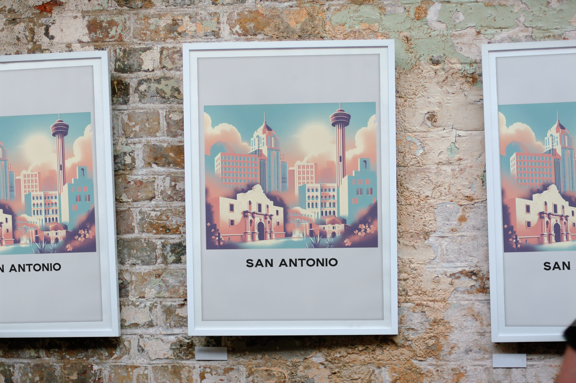 retro travel poster, san antonio poster