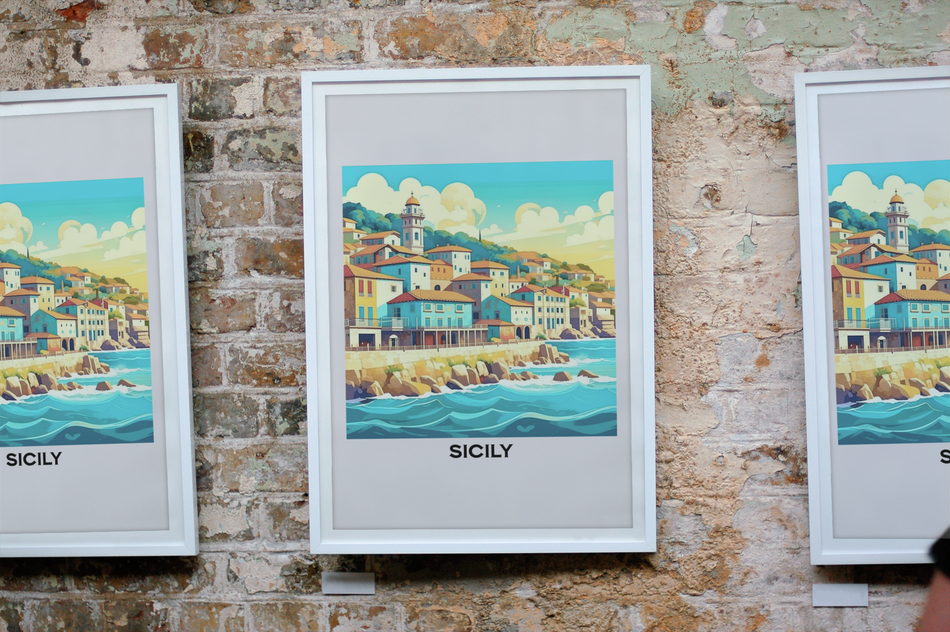 retro travel poster, italy poster, sicily poster