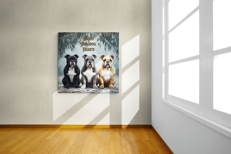 bulldog wall art, bulldog canvas art, bulldog artwork