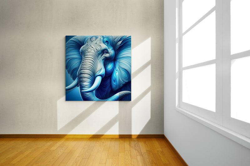 elephant artwork, elephant wall art, blue elephant