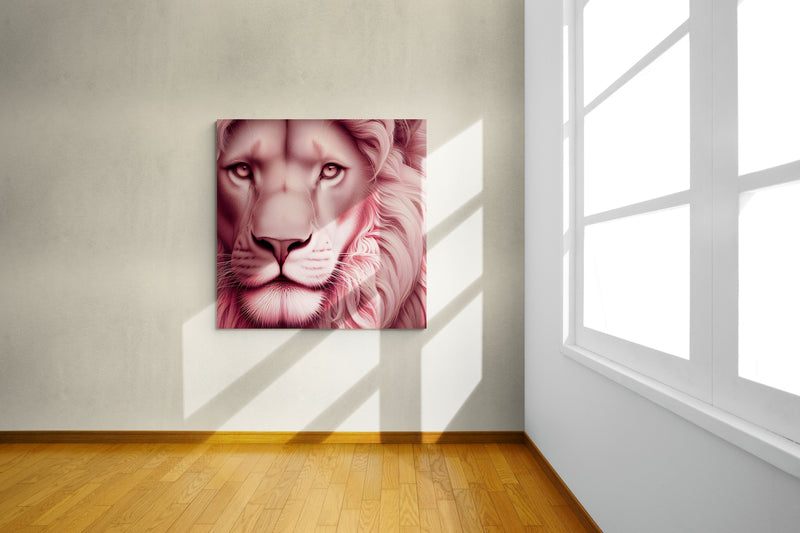 lion wall art, lion canvas wall art, lion face portrait, abstract pink lion