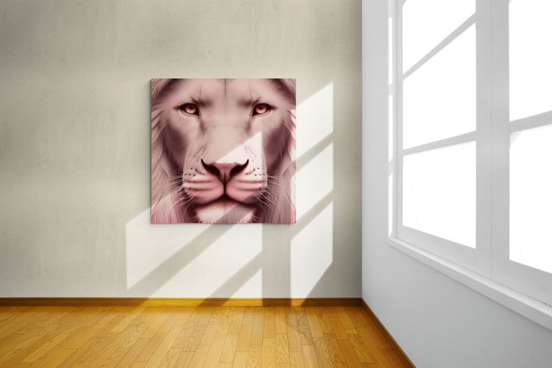 lion wall art, lion canvas wall art, lion face portrait, abstract pink lion