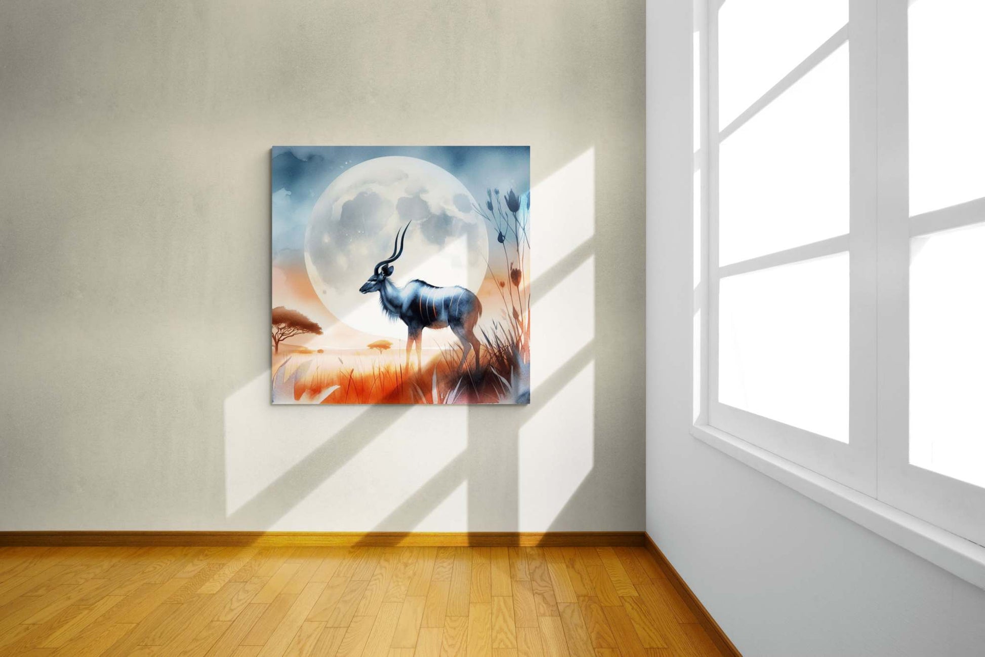 deer canvas, kudu artwork, wildlife canvas