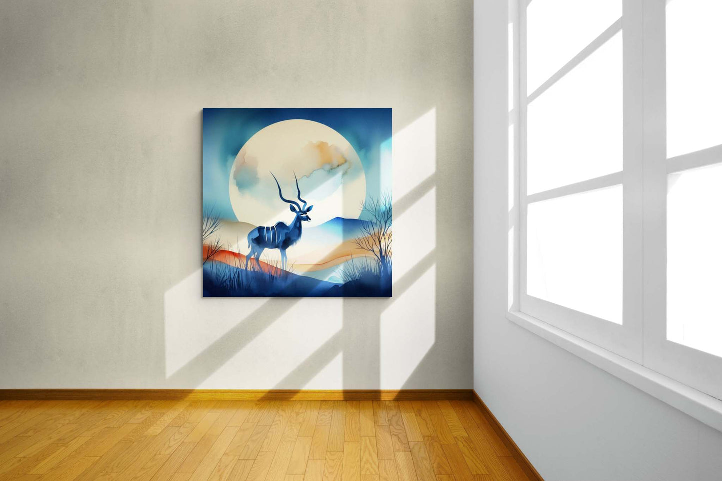 deer canvas, kudu artwork, wildlife canvas